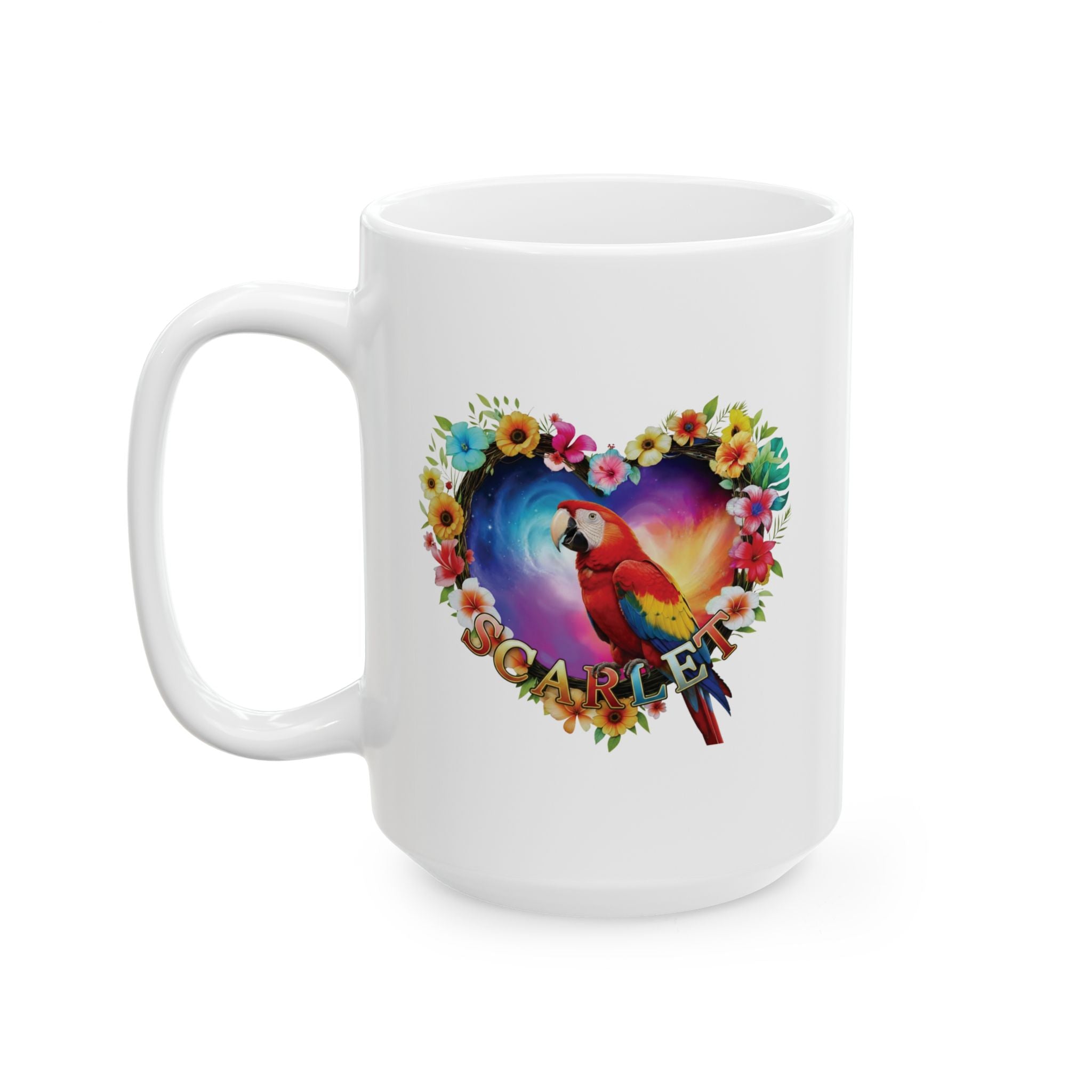 Scarlet Floral Parrot Mug