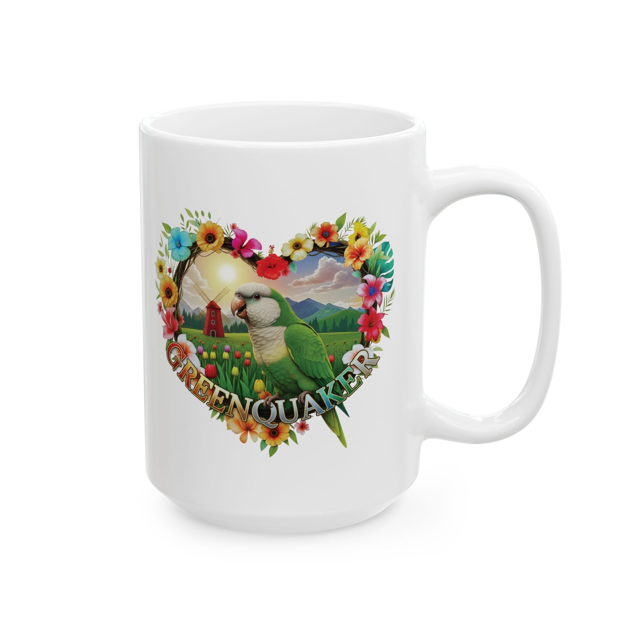 Green Quaker Floral Mug
