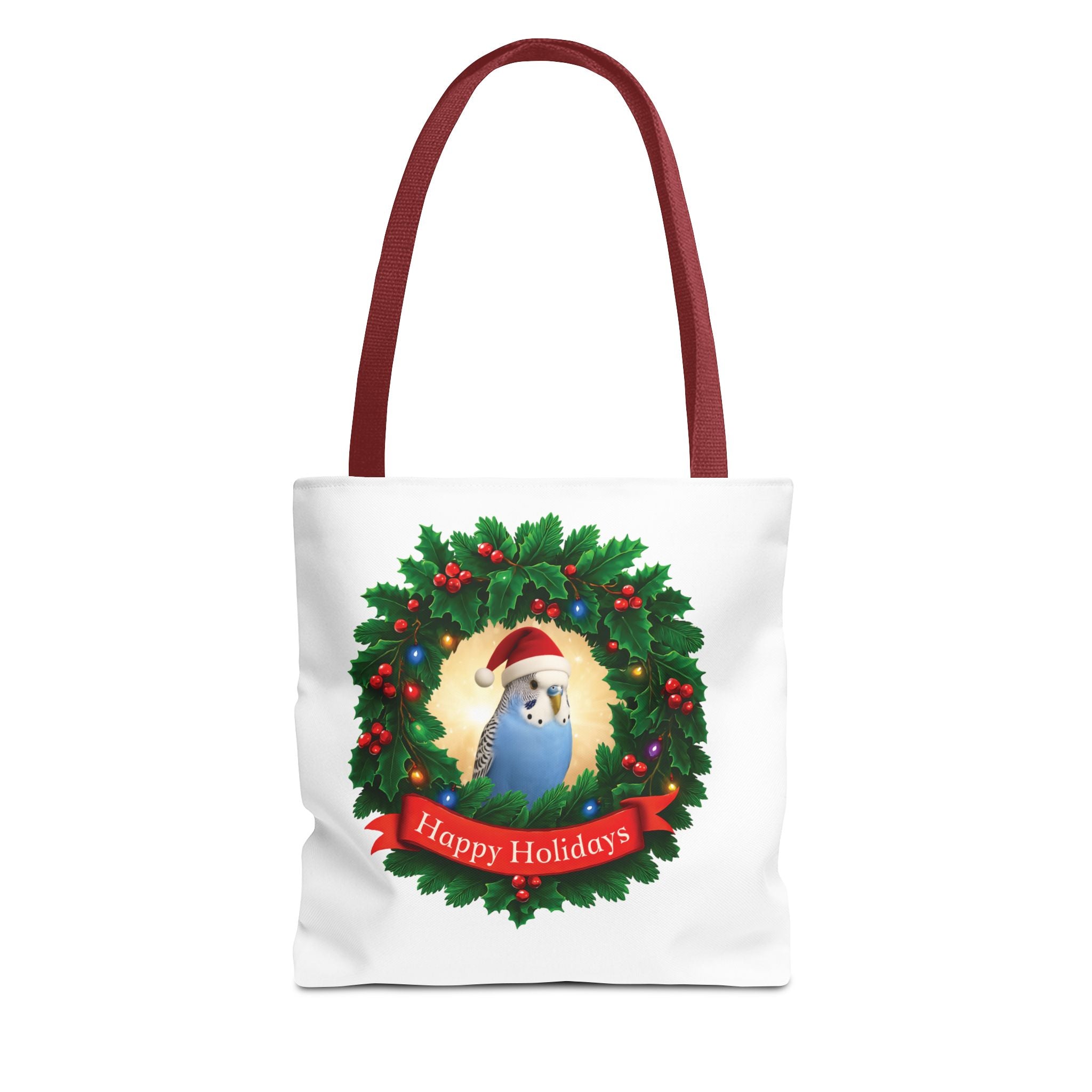 Happy Holidays Blue Budgie Tote Bag