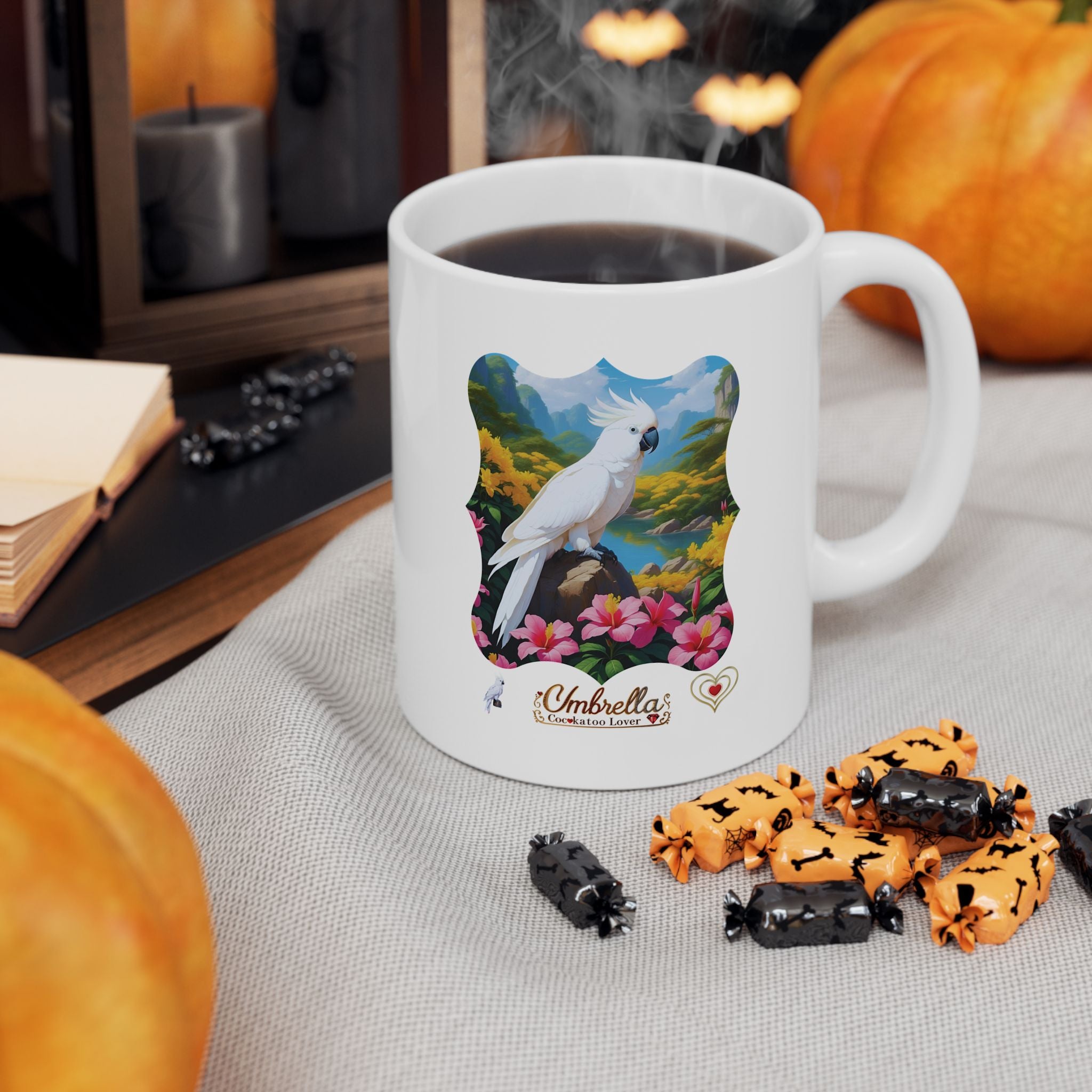 Umbrella Cockatoo Lover Floral Lake Mug