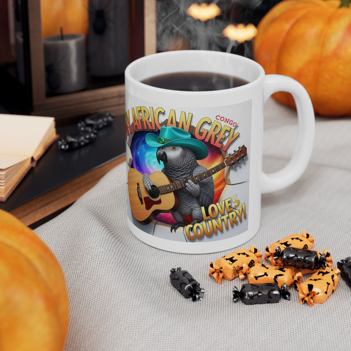 African Grey Congo Loves Country Mug