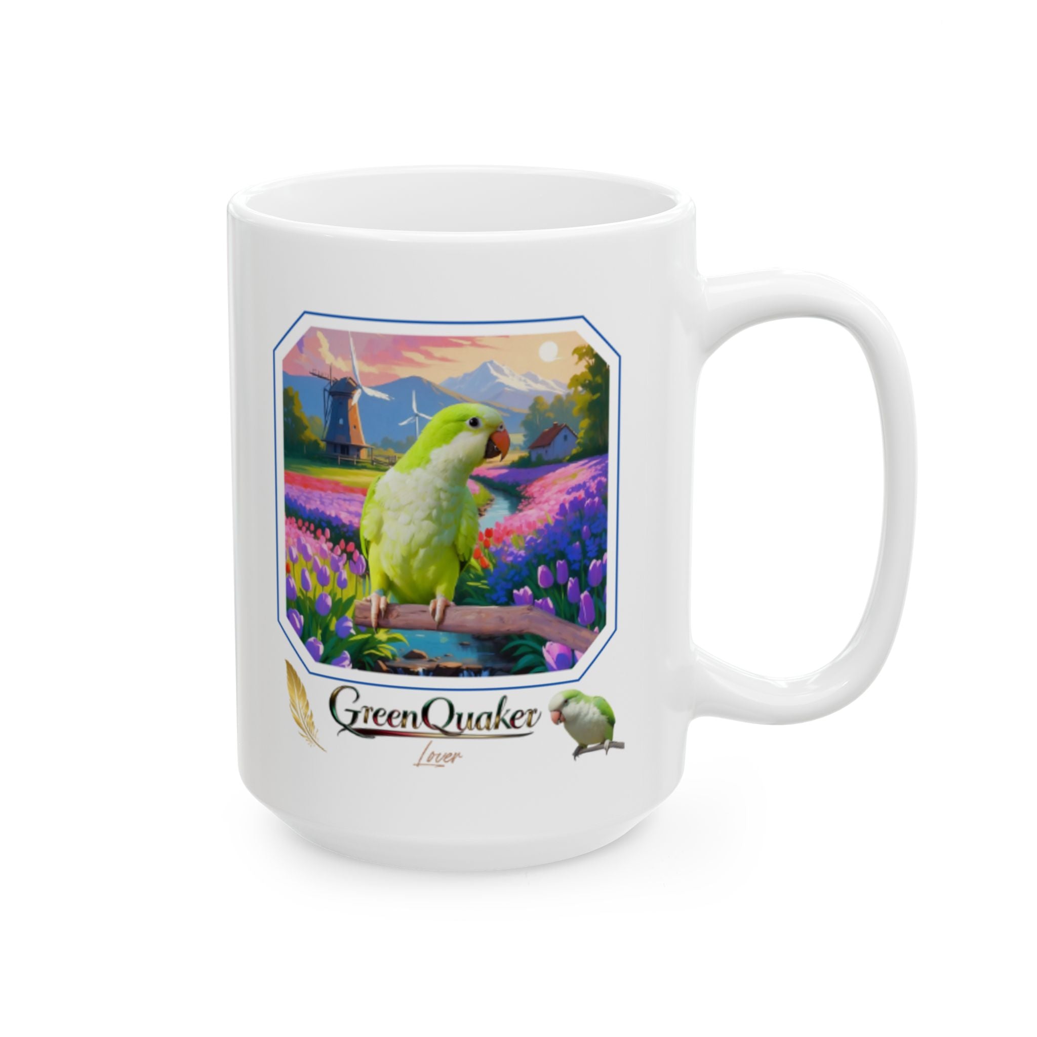 Green Quaker Floral Field Mug