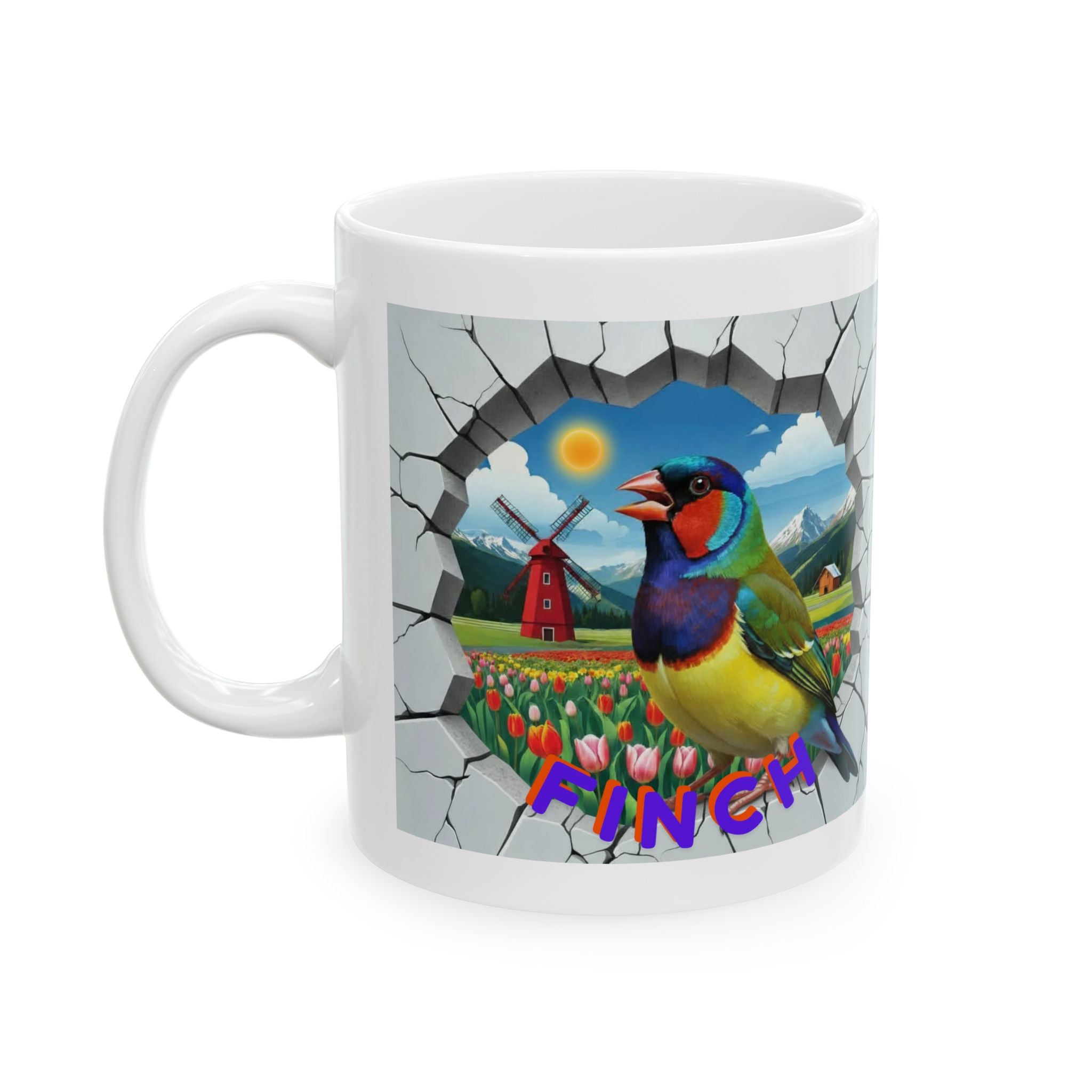 Finch Tulip Windmill Field mug