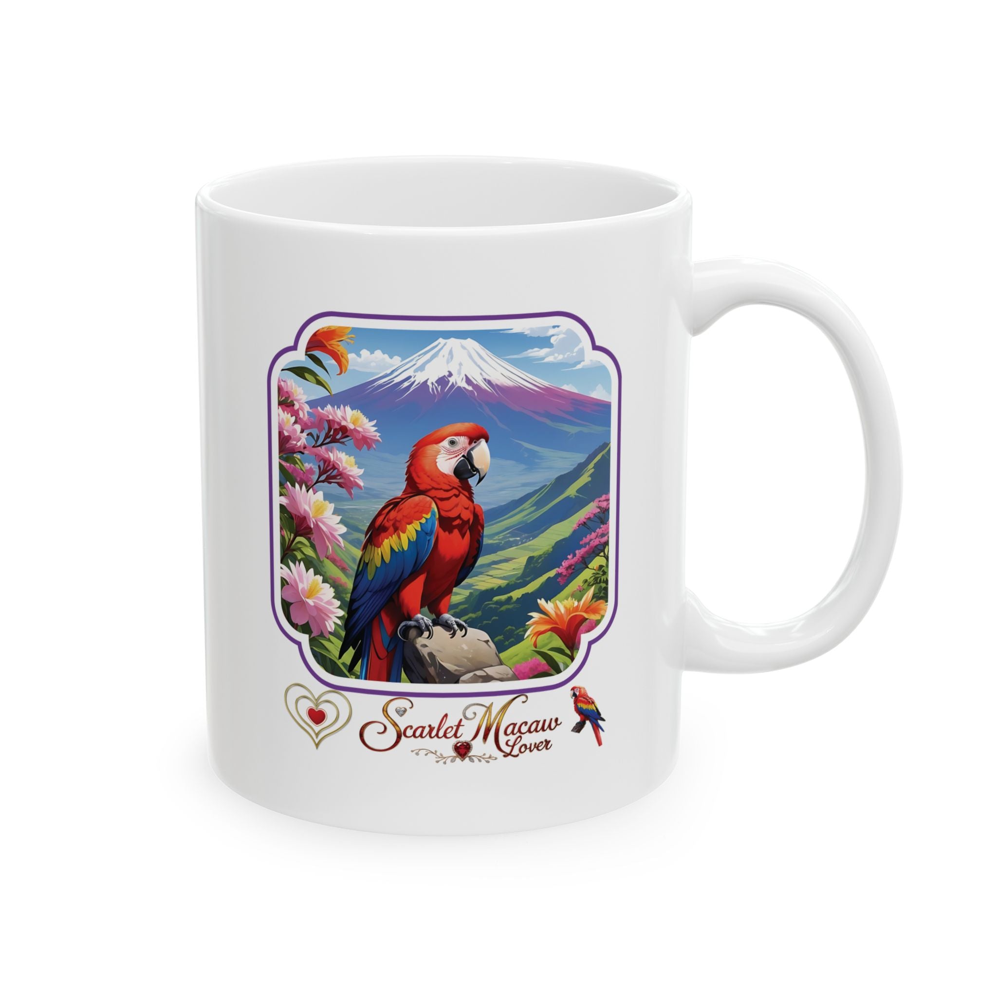 Floral Scarlet Macaw Lover Mug