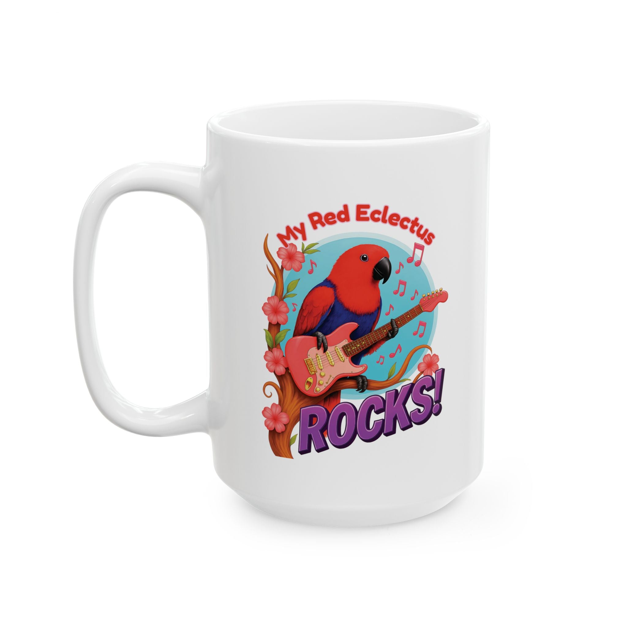 My Red Eclectus Rocks Music Mug