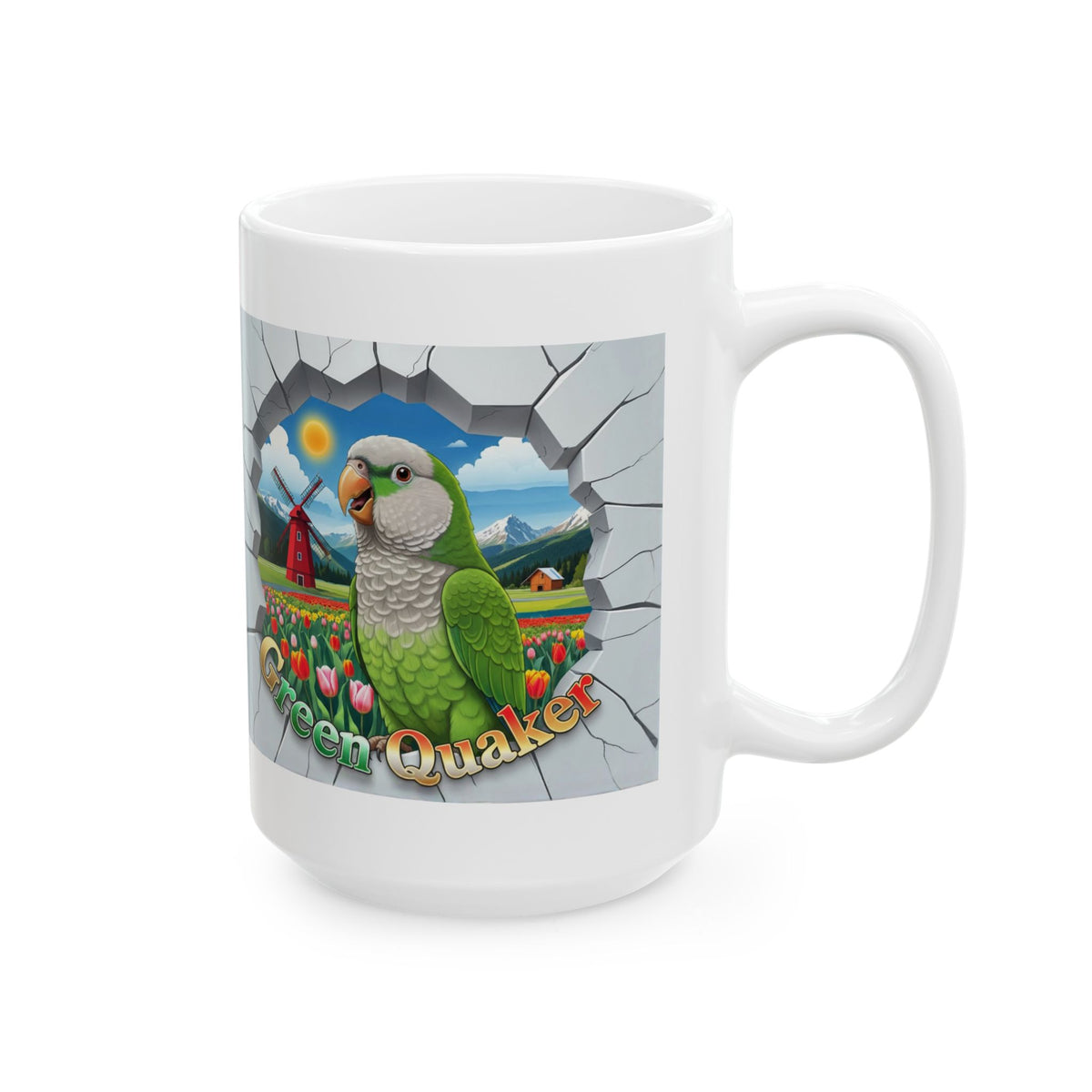 Green Quaker Floral Field Mug