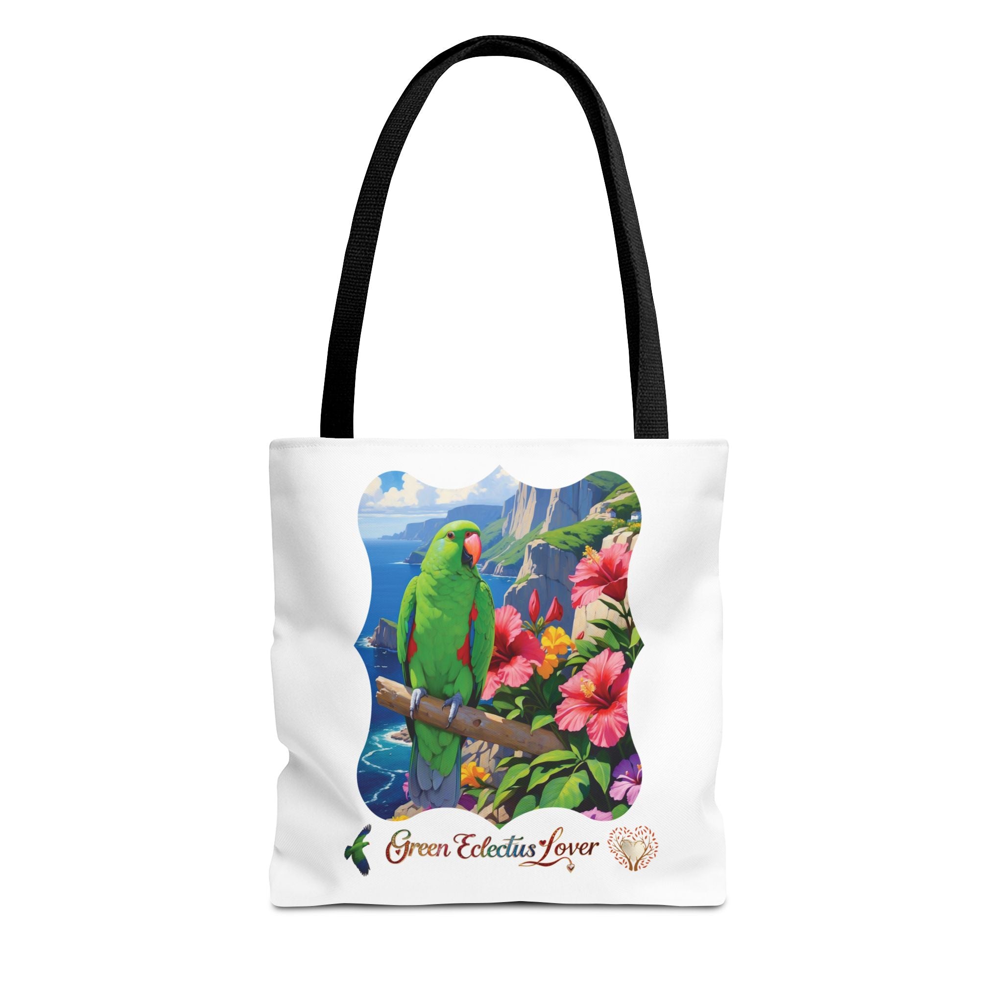Green Eclectus Lover Hibiscus Tote Bag