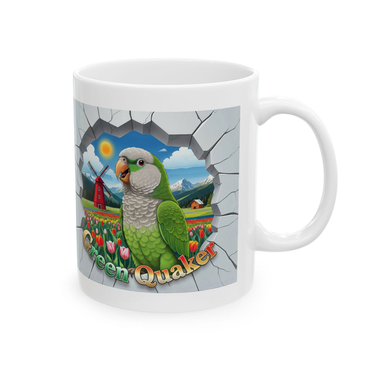 Green Quaker Floral Field Mug