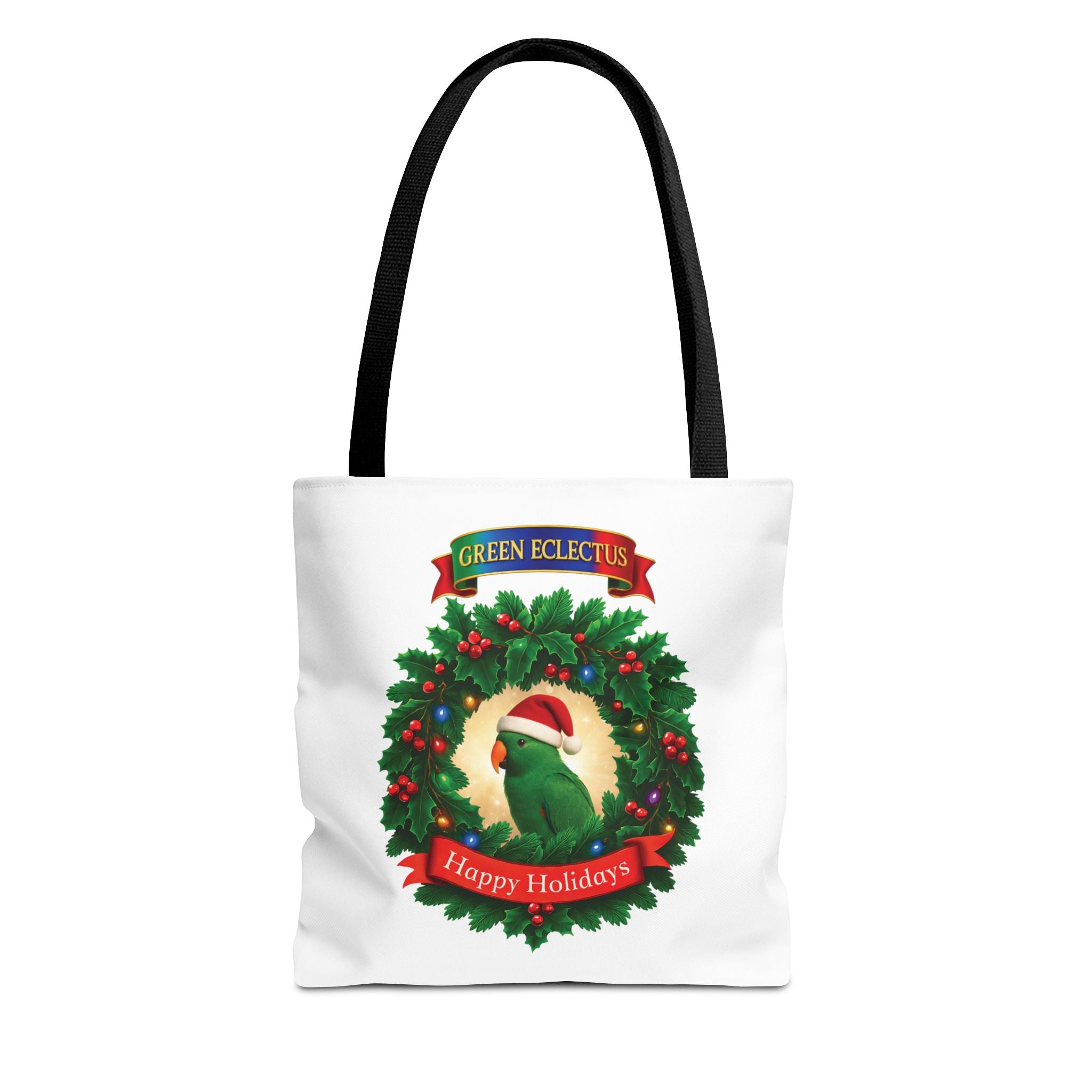 Happy Holidays Green Eclectus Tote Bag