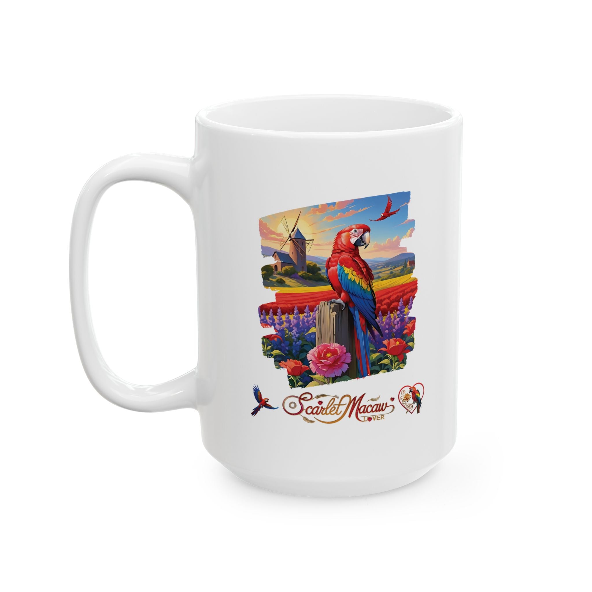 Floral Scarlet Macaw Lover Mug