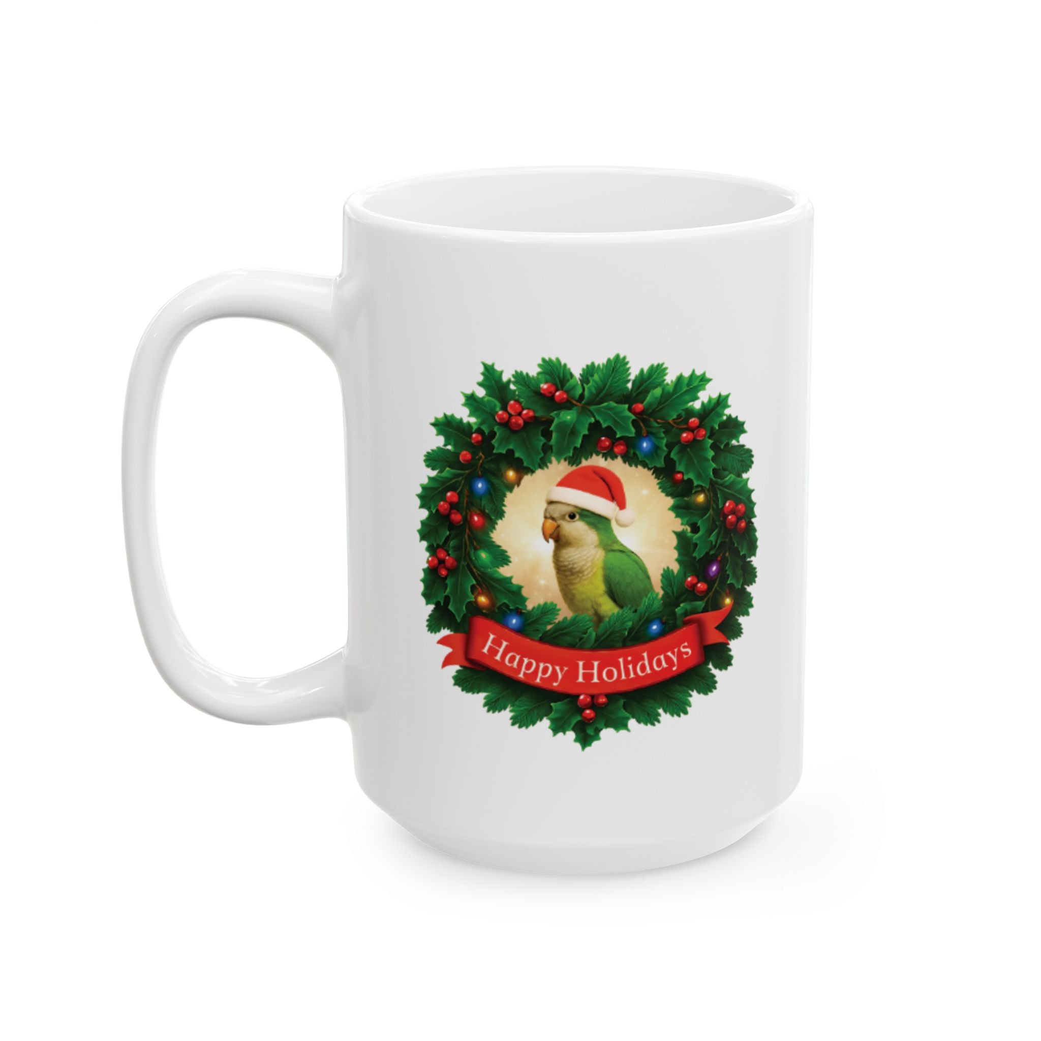 Happy Holidays Green Quaker Mug
