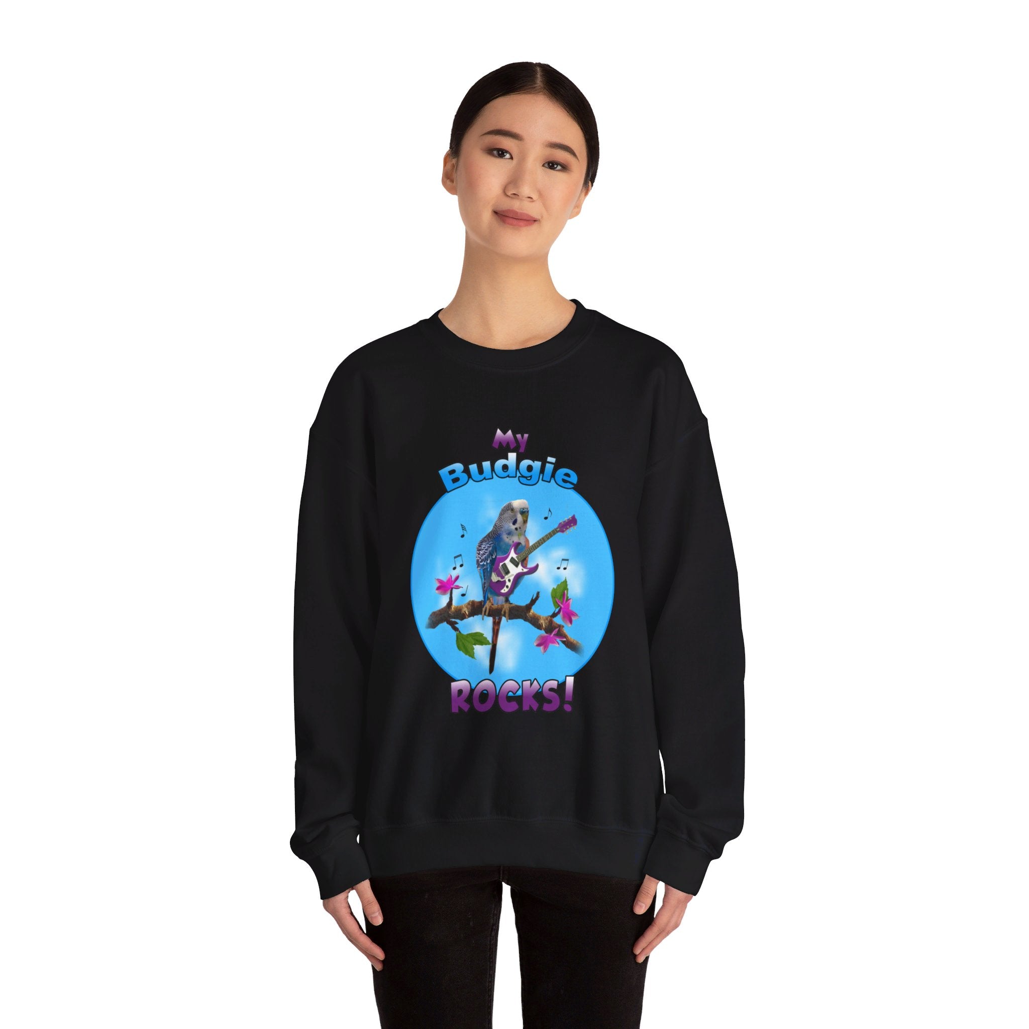 My Blue Budgie Rocks Guitar Sweatshirt