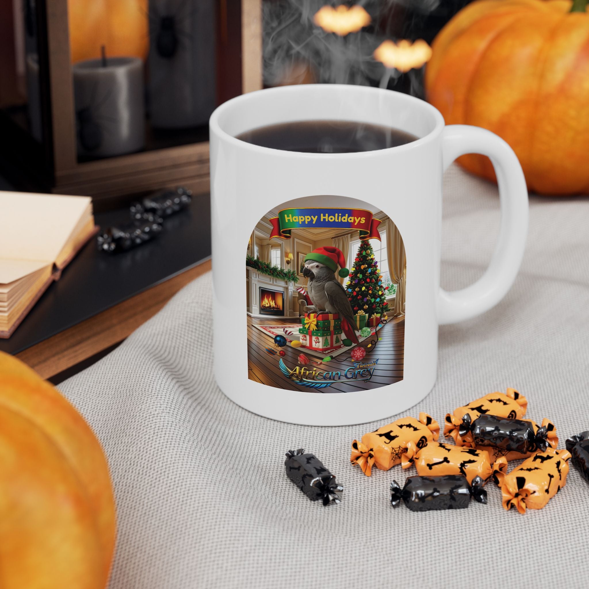 Happy Holidays African Grey Timneh Mug
