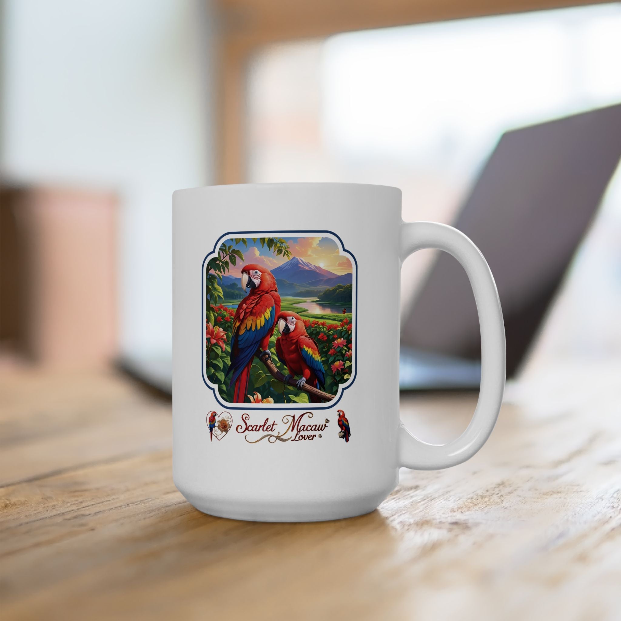 Scarlet Macaw Lover Floral Mug