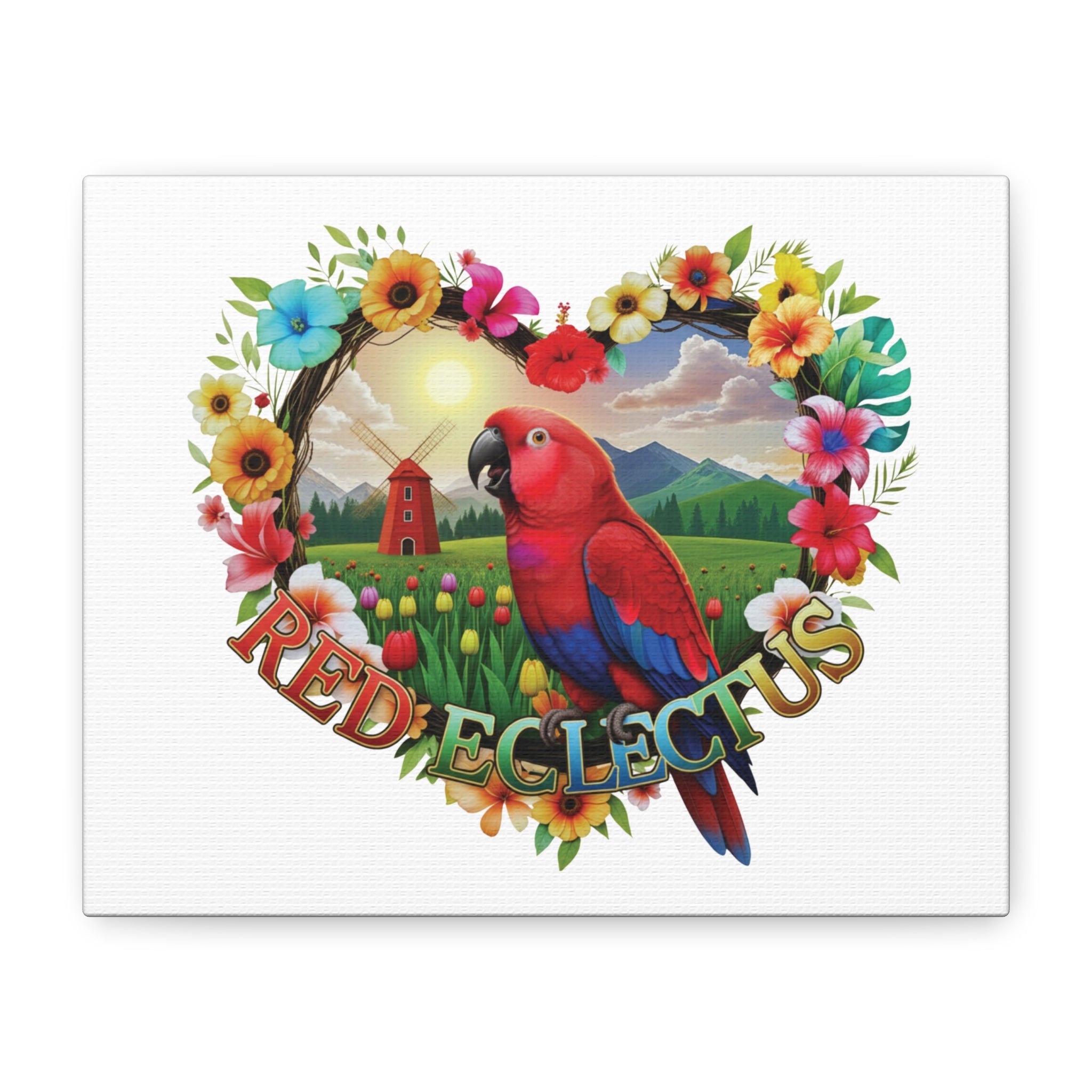 Floral Red Eclectus Wall-Hanging