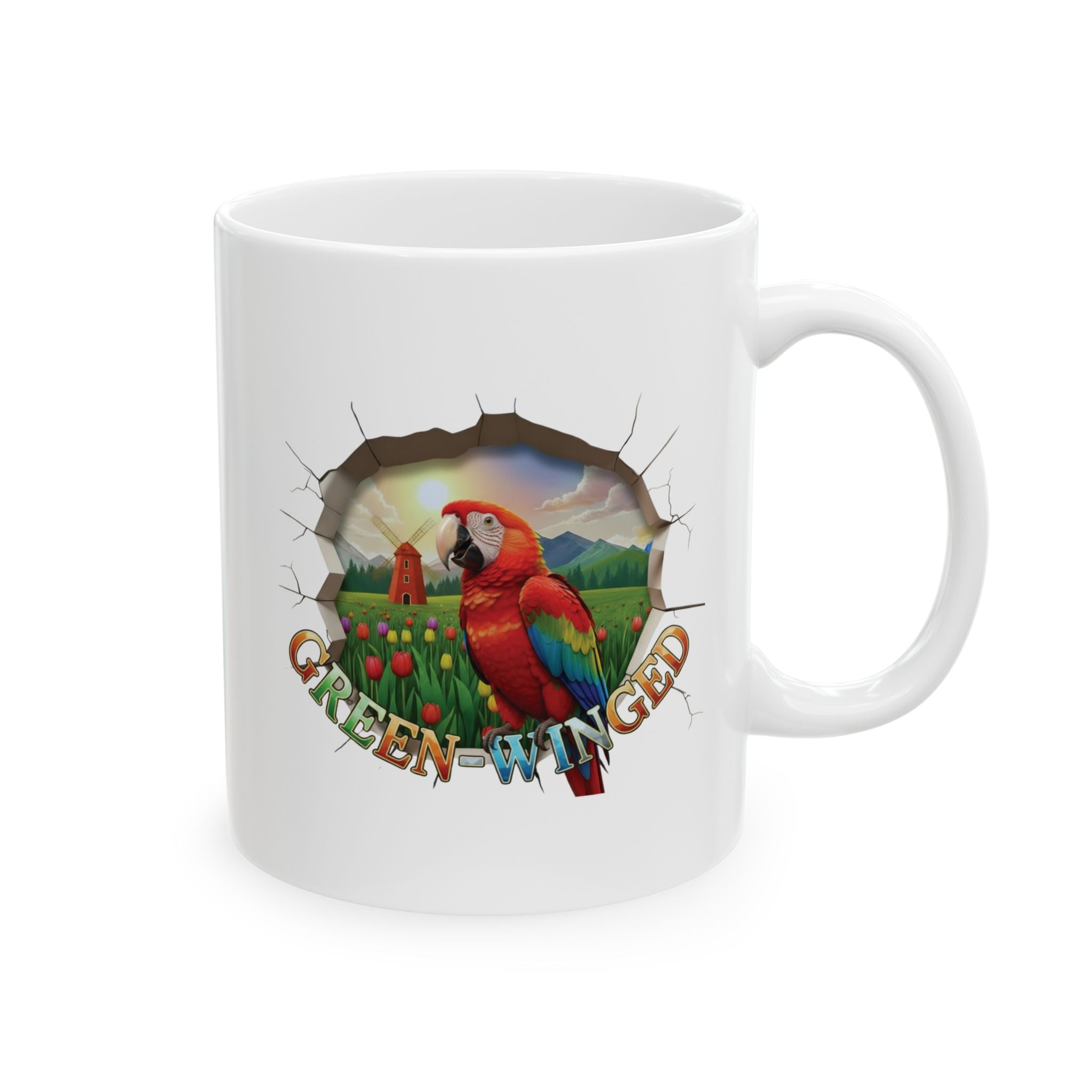 Green Winged Tulip Windmill Mug