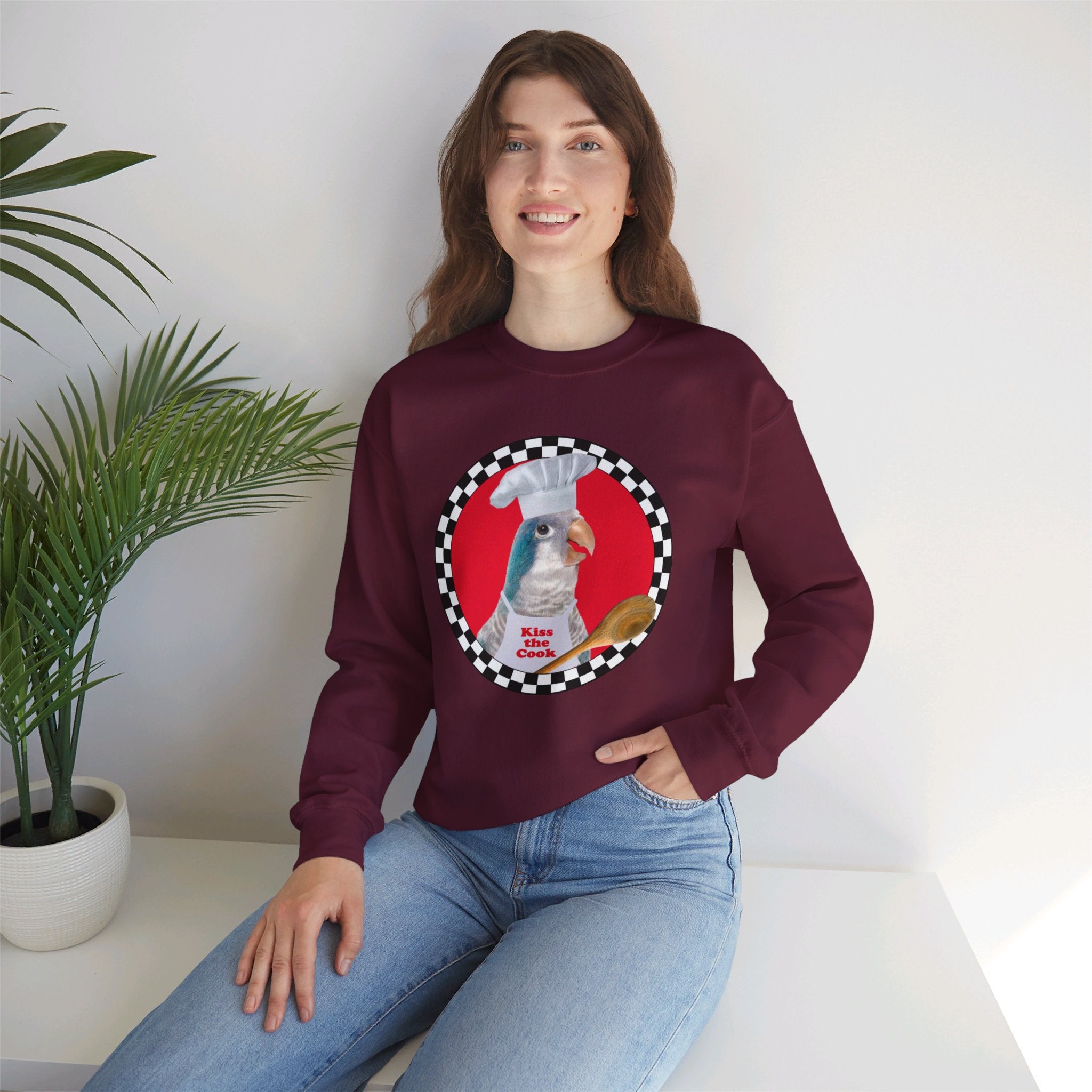 Kiss The Cook Spoon Blue Quaker Sweatshirt
