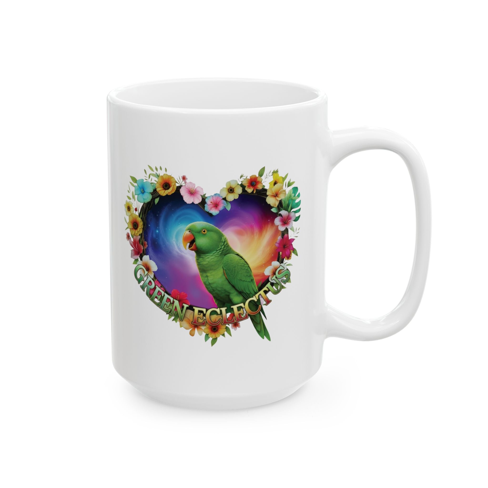 Green Eclectus Heart Design Mug