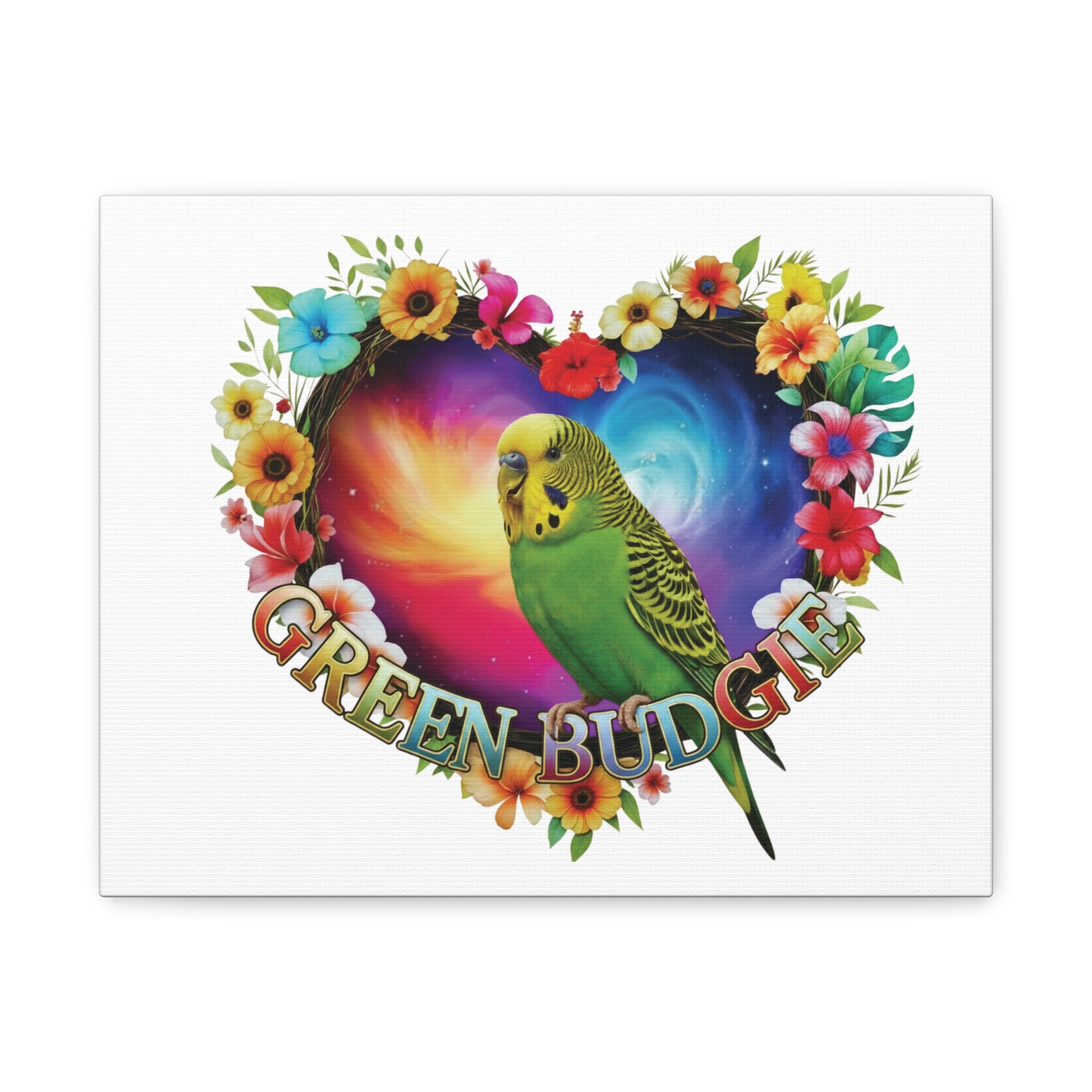 Green Budgie Heart Wall-Hanging