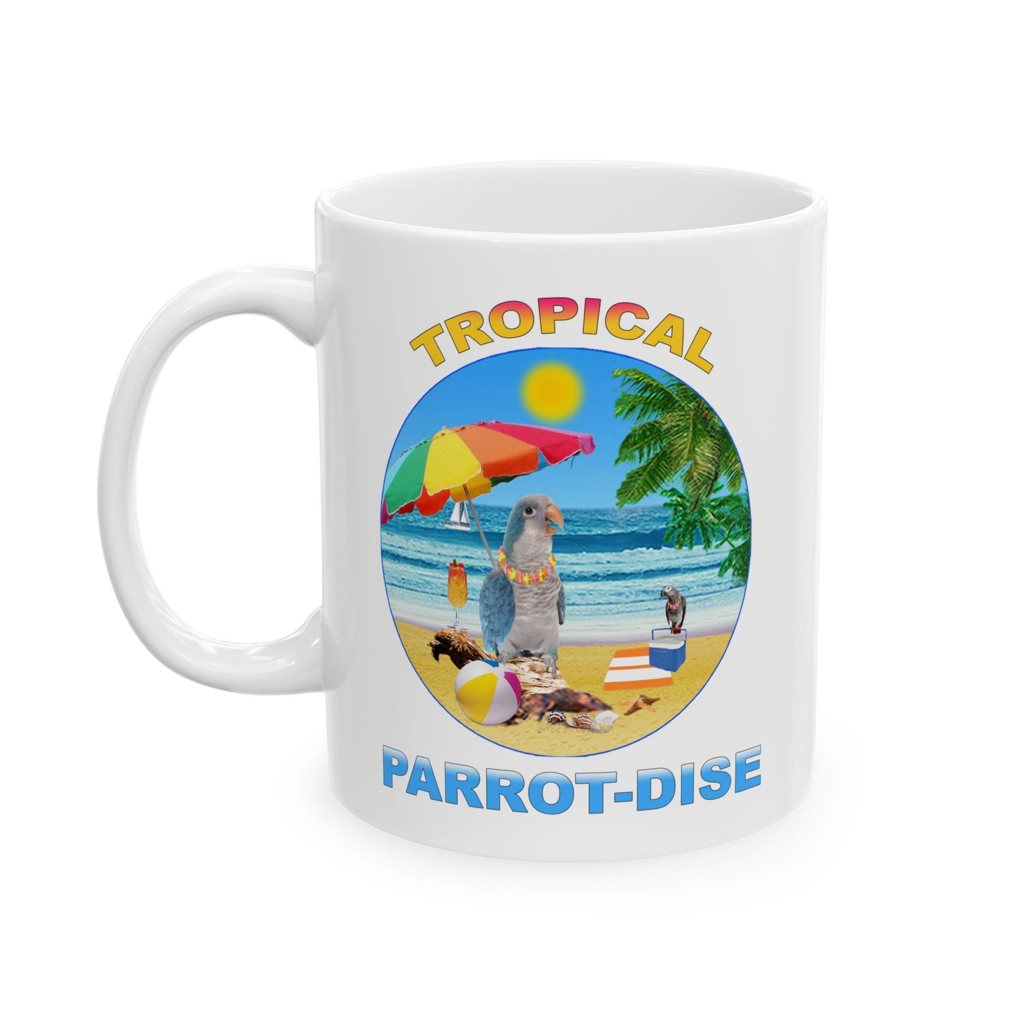 Tropical Parrot-Dise Blue Quaker Mug