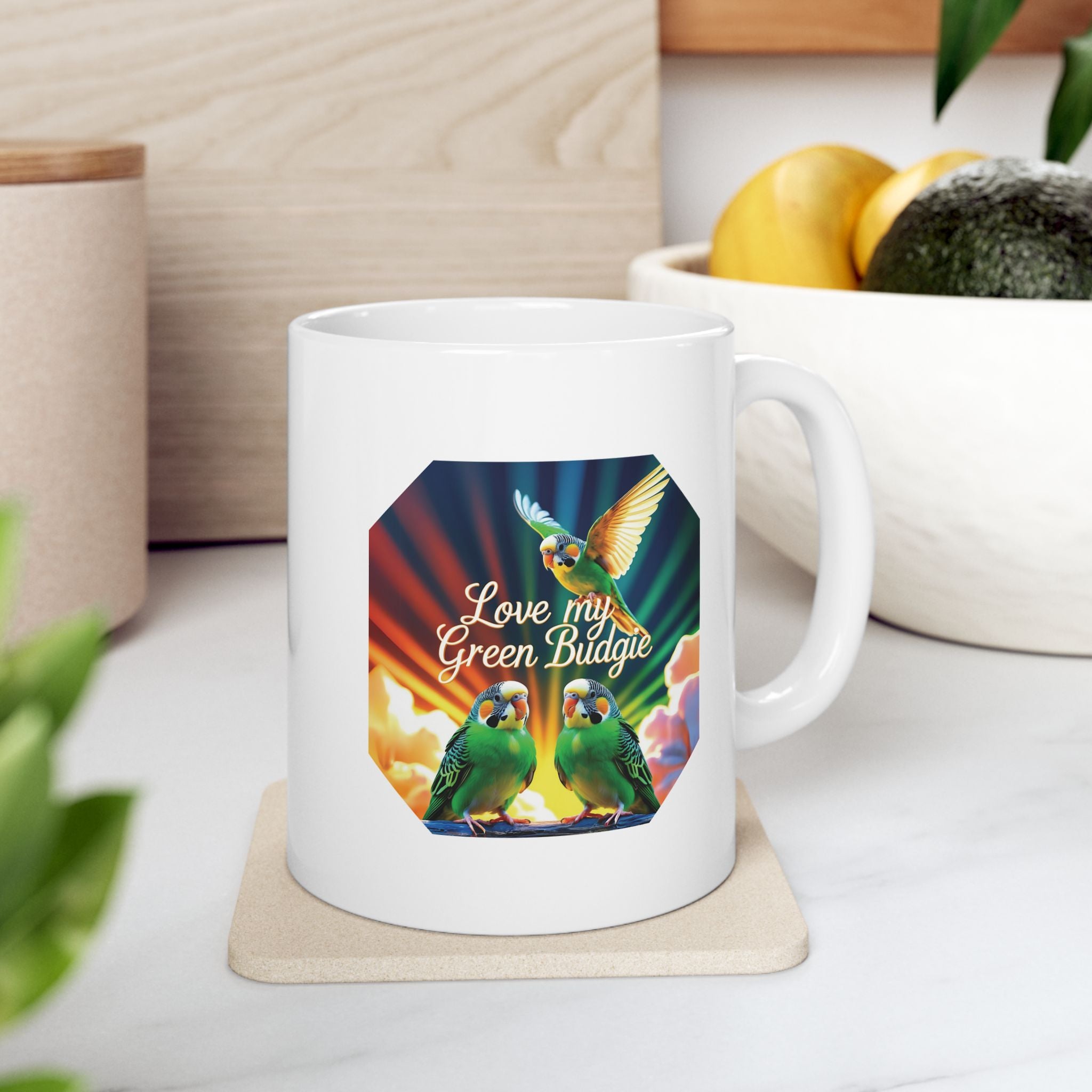 Green Budgie Mug