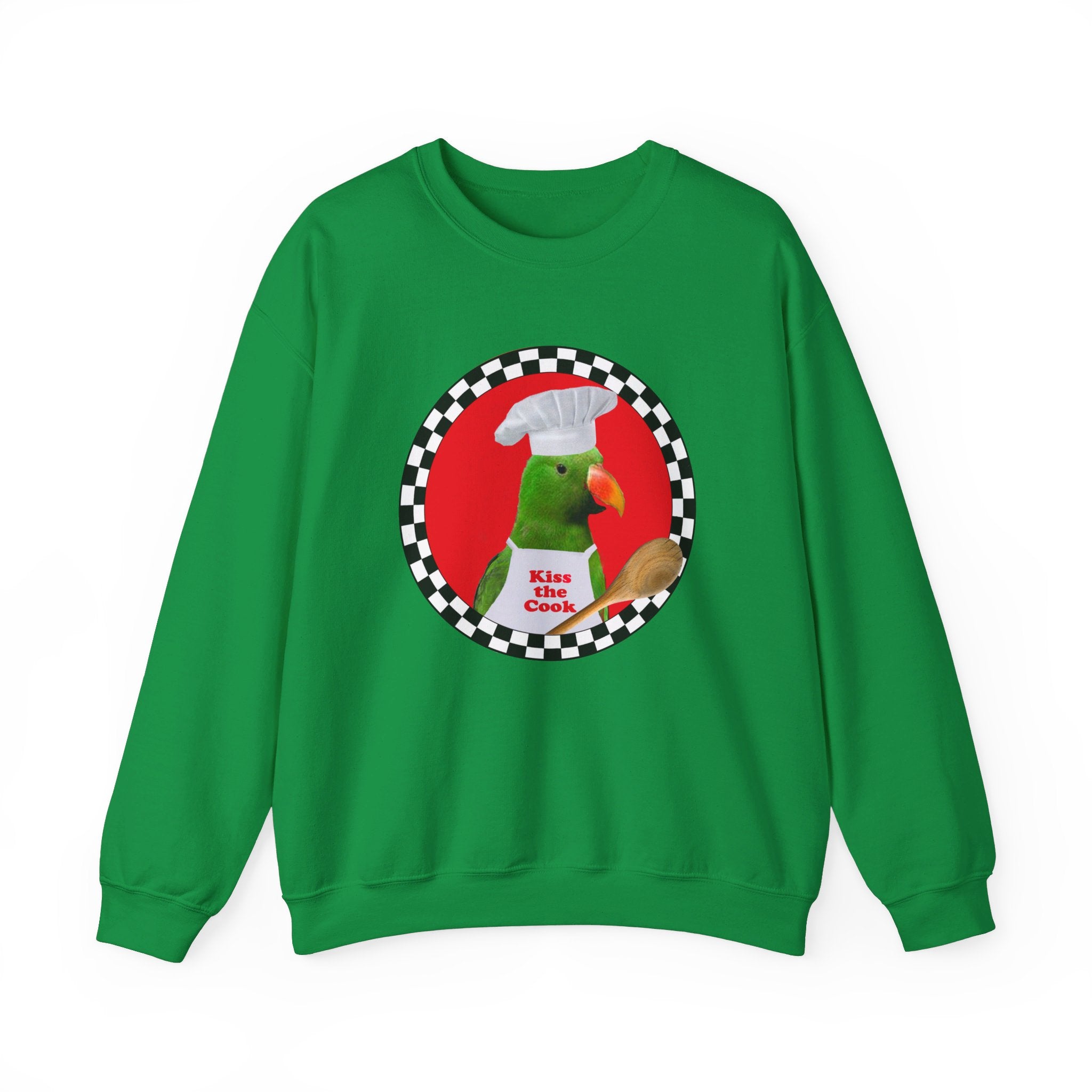 Kiss The Cook Spoon Green Eclectus Sweatshirt