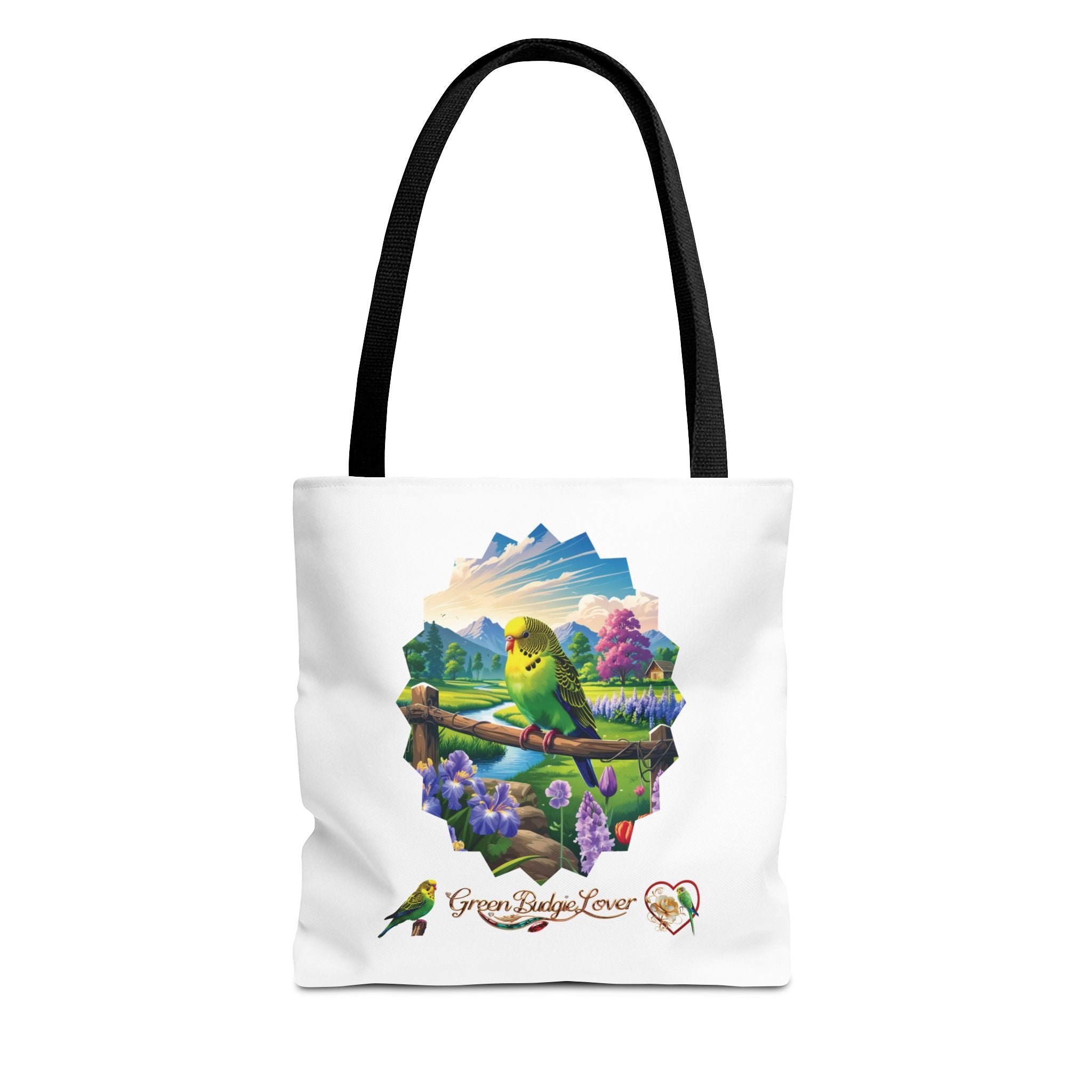 Floral Green Budgie Lover Tote Bag
