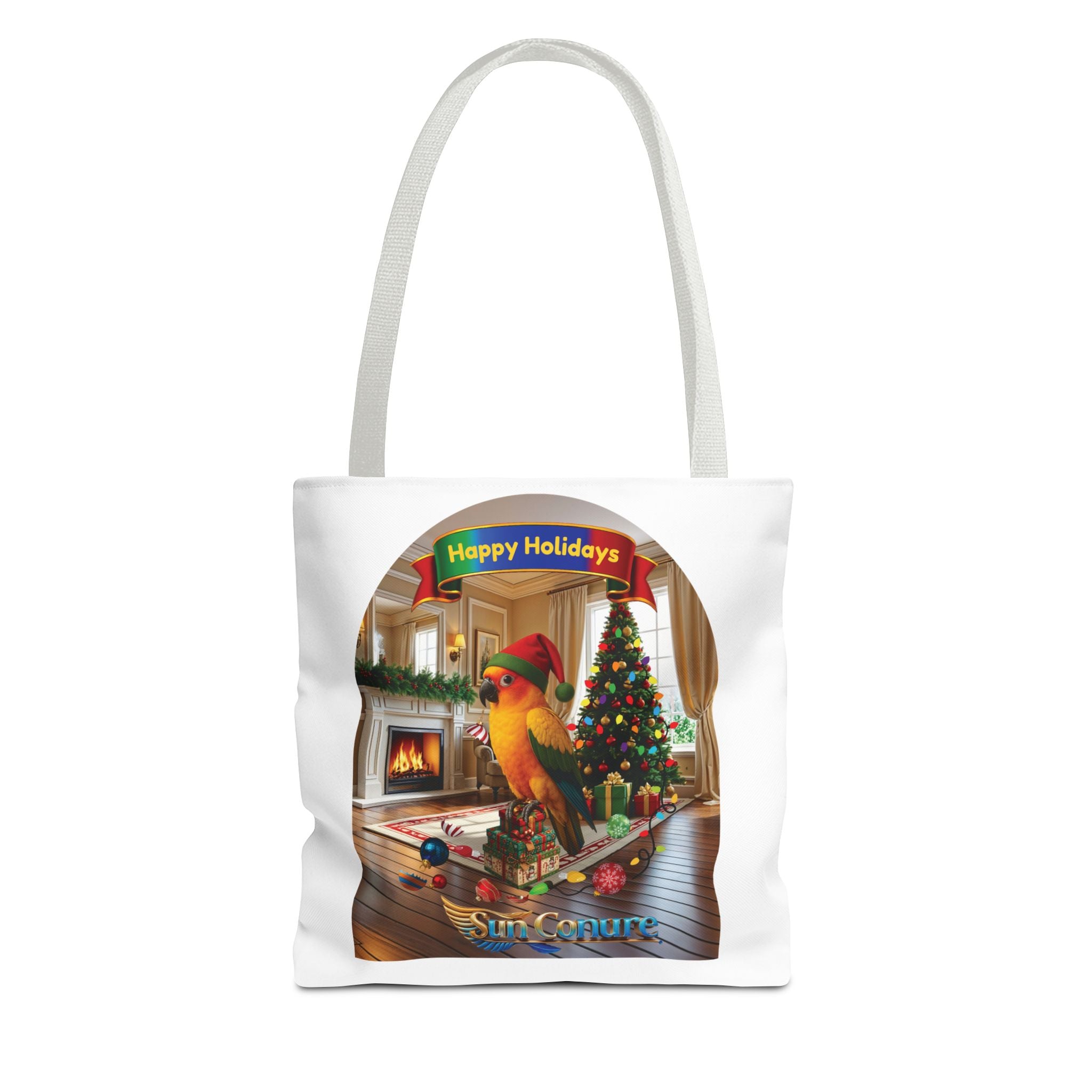 Happy Holidays Sun Conure Tote Bag