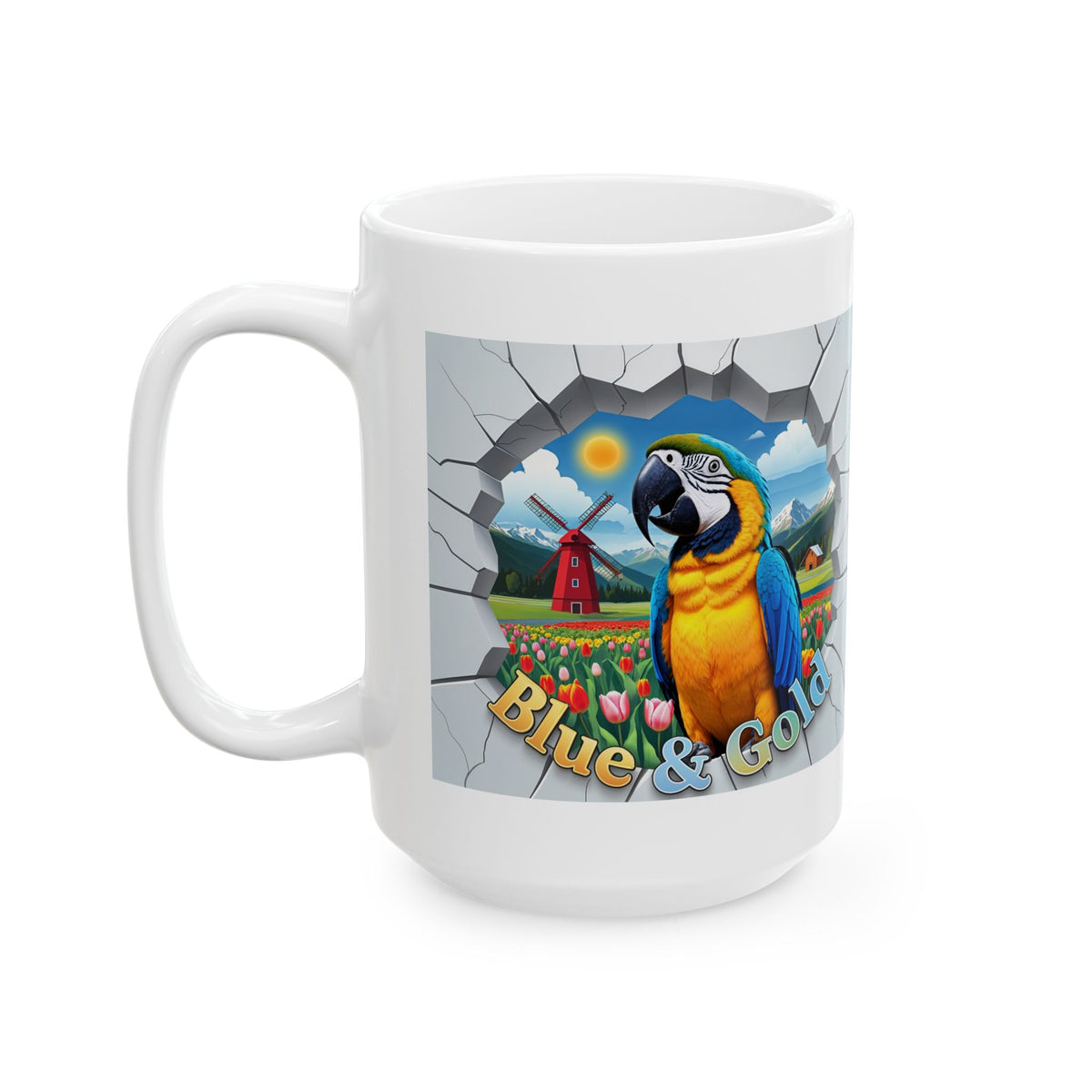 Blue and Gold Meadow Scenic Mug