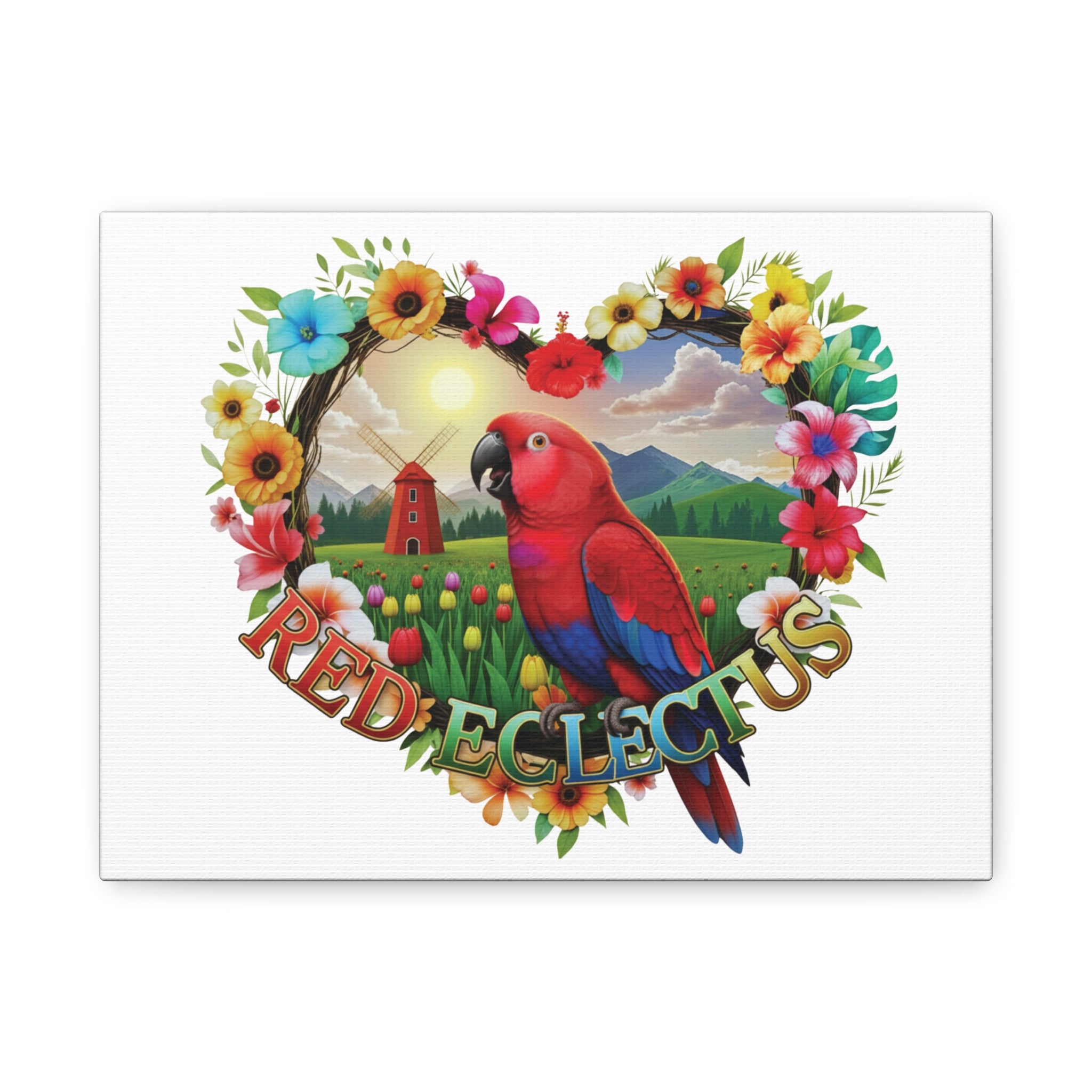 Floral Red Eclectus Wall-Hanging