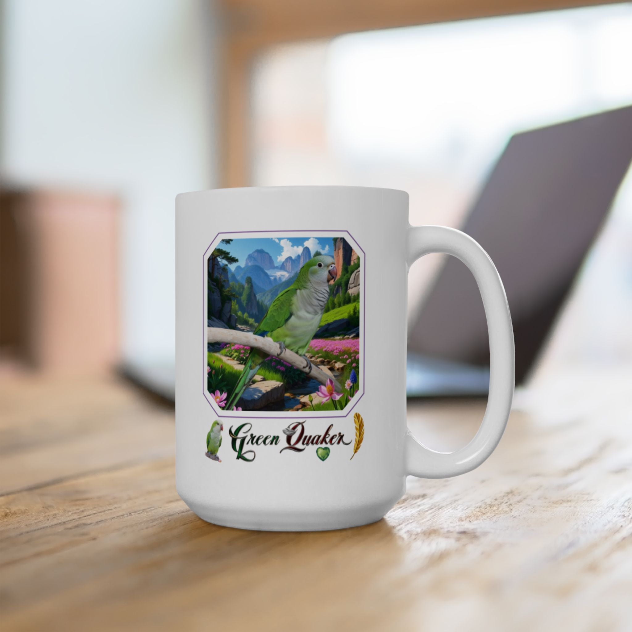 Green Quaker Floral Scenic Mug