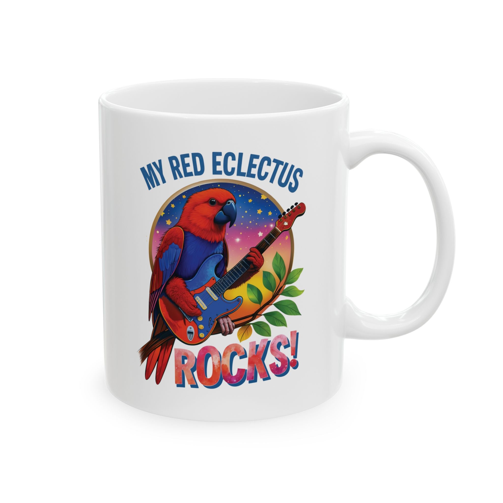 My Red Eclectus Rocks Guitar Mug