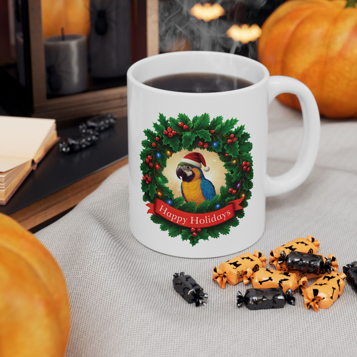 Happy Holidays Blue & Gold Mug