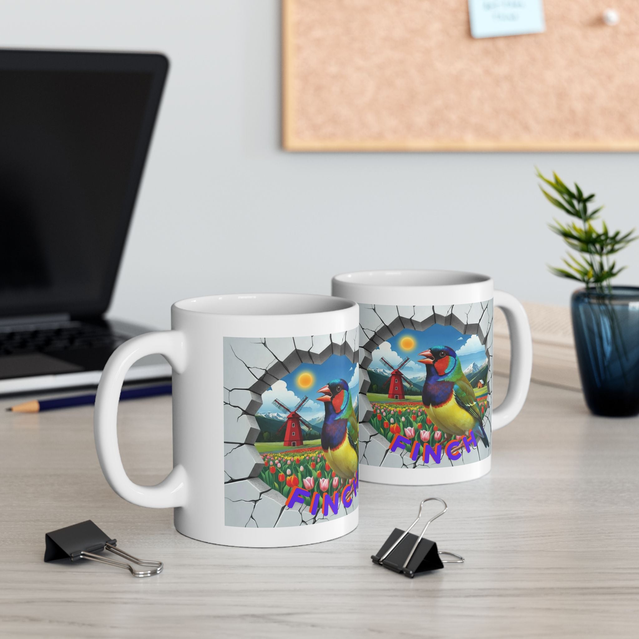 Finch Tulip Windmill Field mug