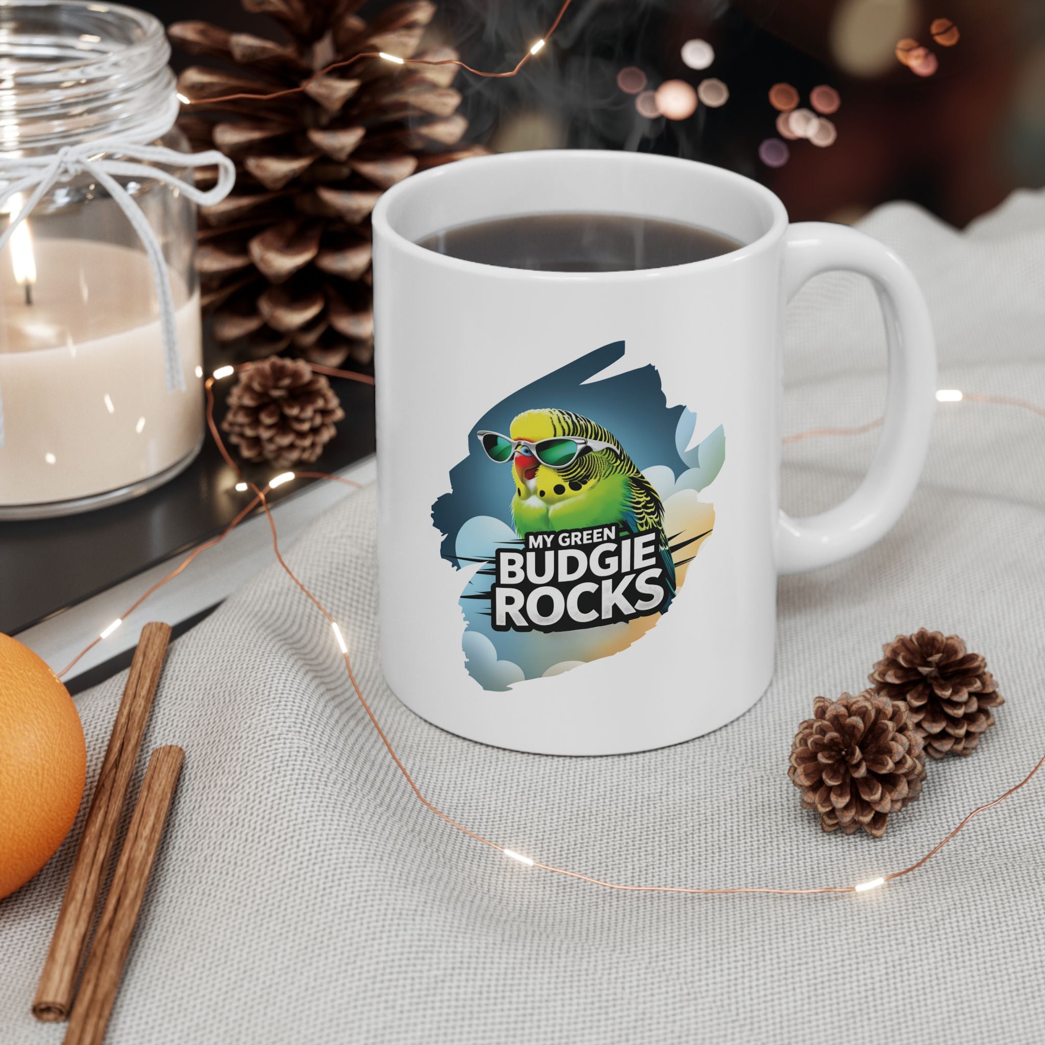 Green Budgie Mug