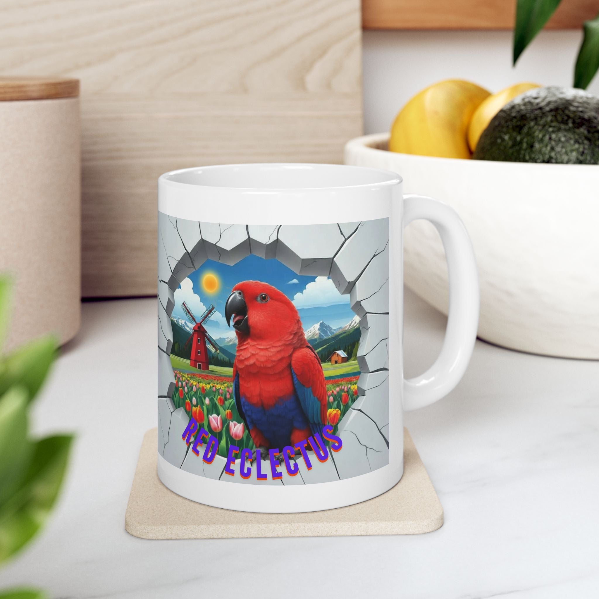 Red Eclectus Tulip Windmill Field Mug