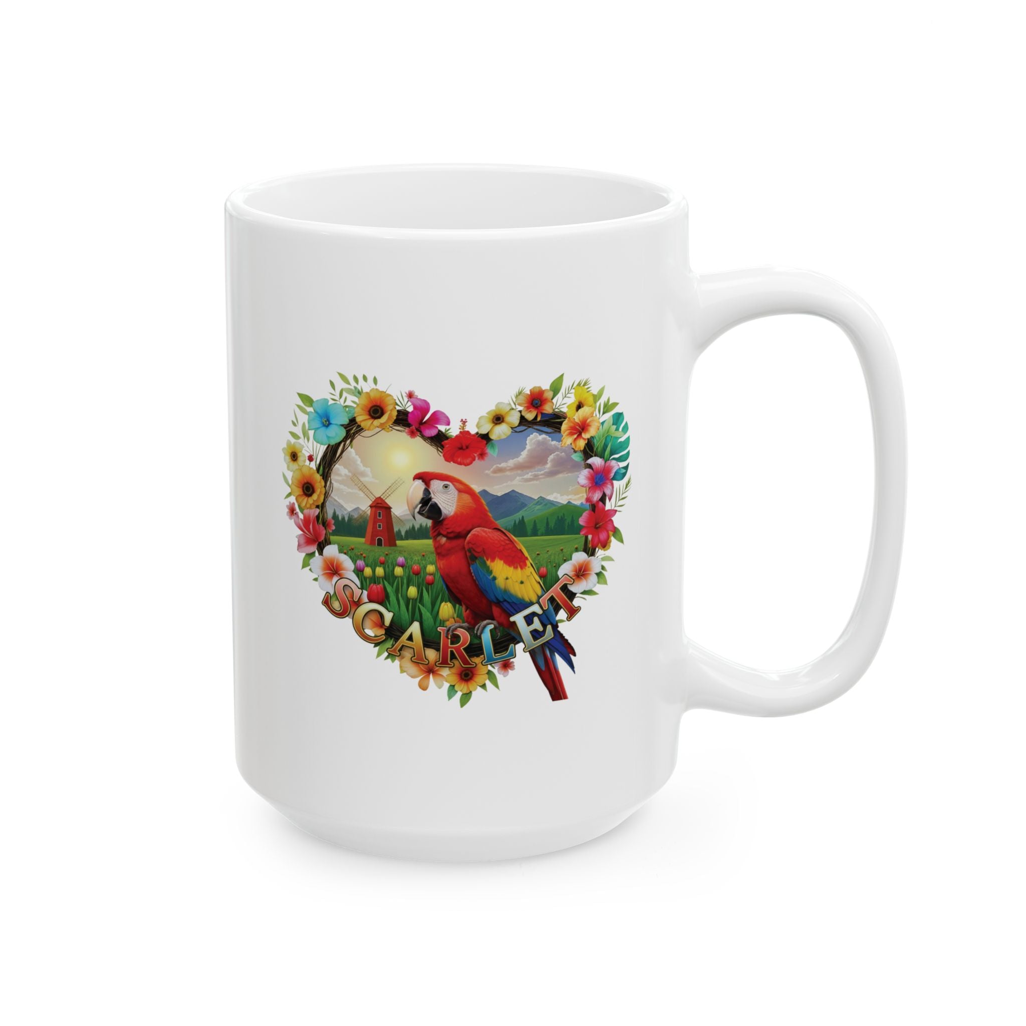 Scarlet Parrot Floral Mug
