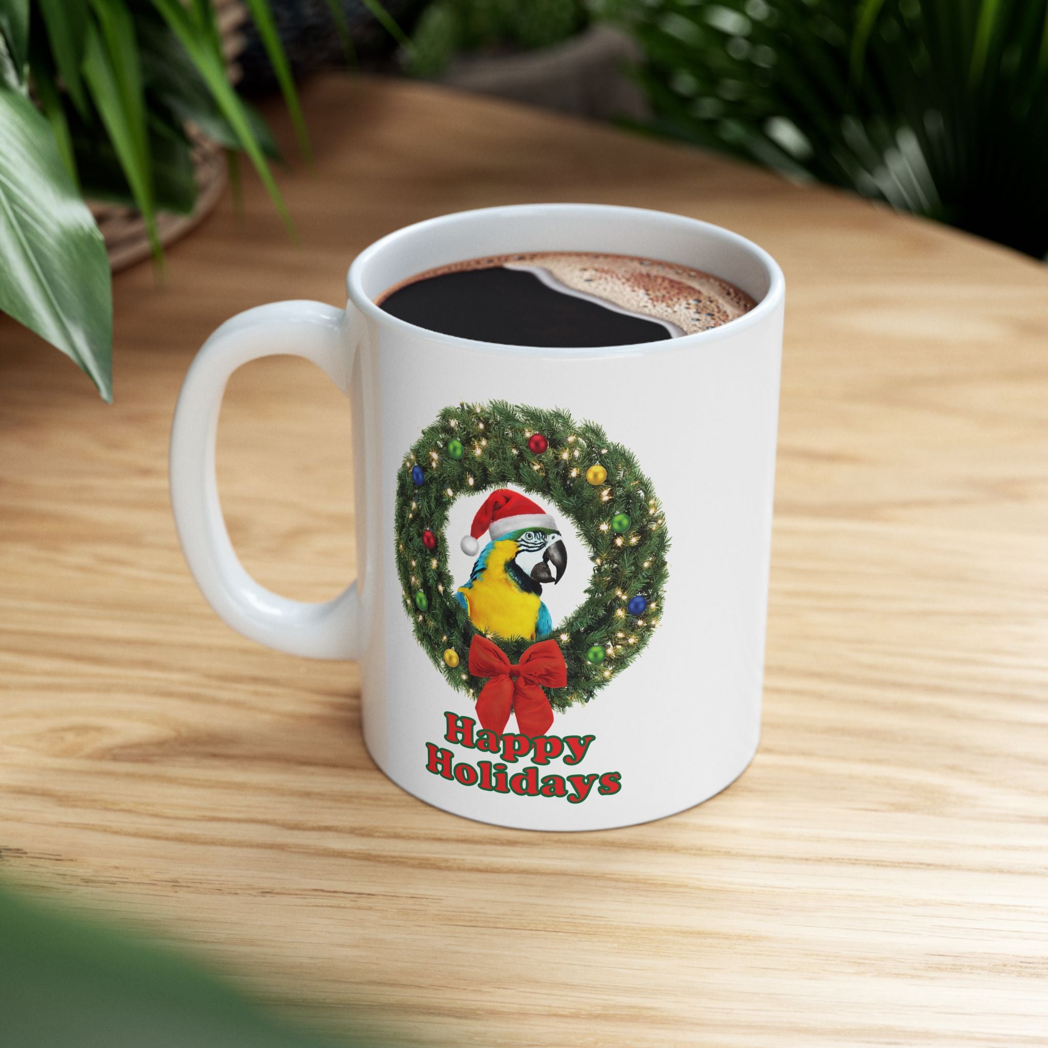 Happy Holidays Christmas Blue And Gold Mug