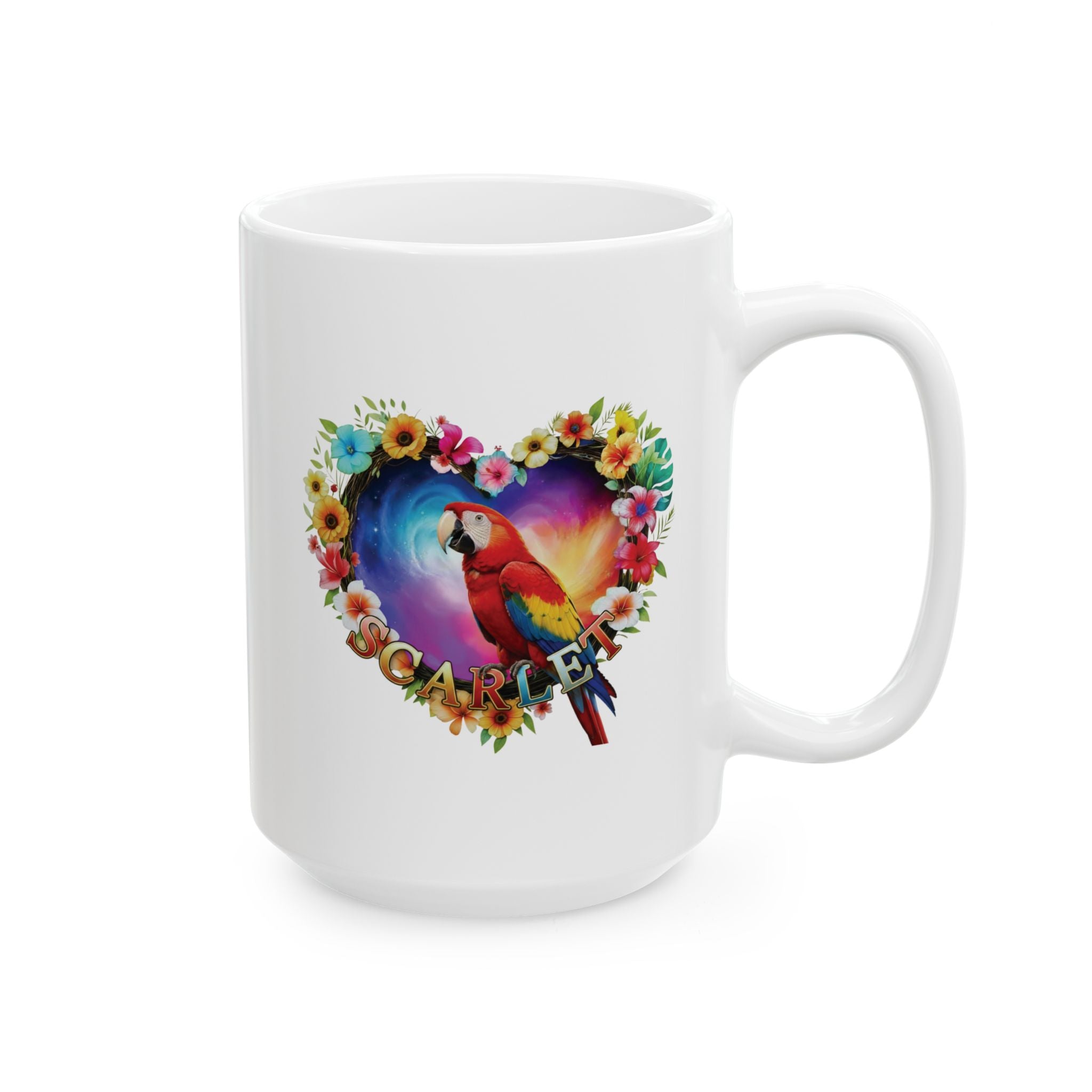 Scarlet Floral Parrot Mug