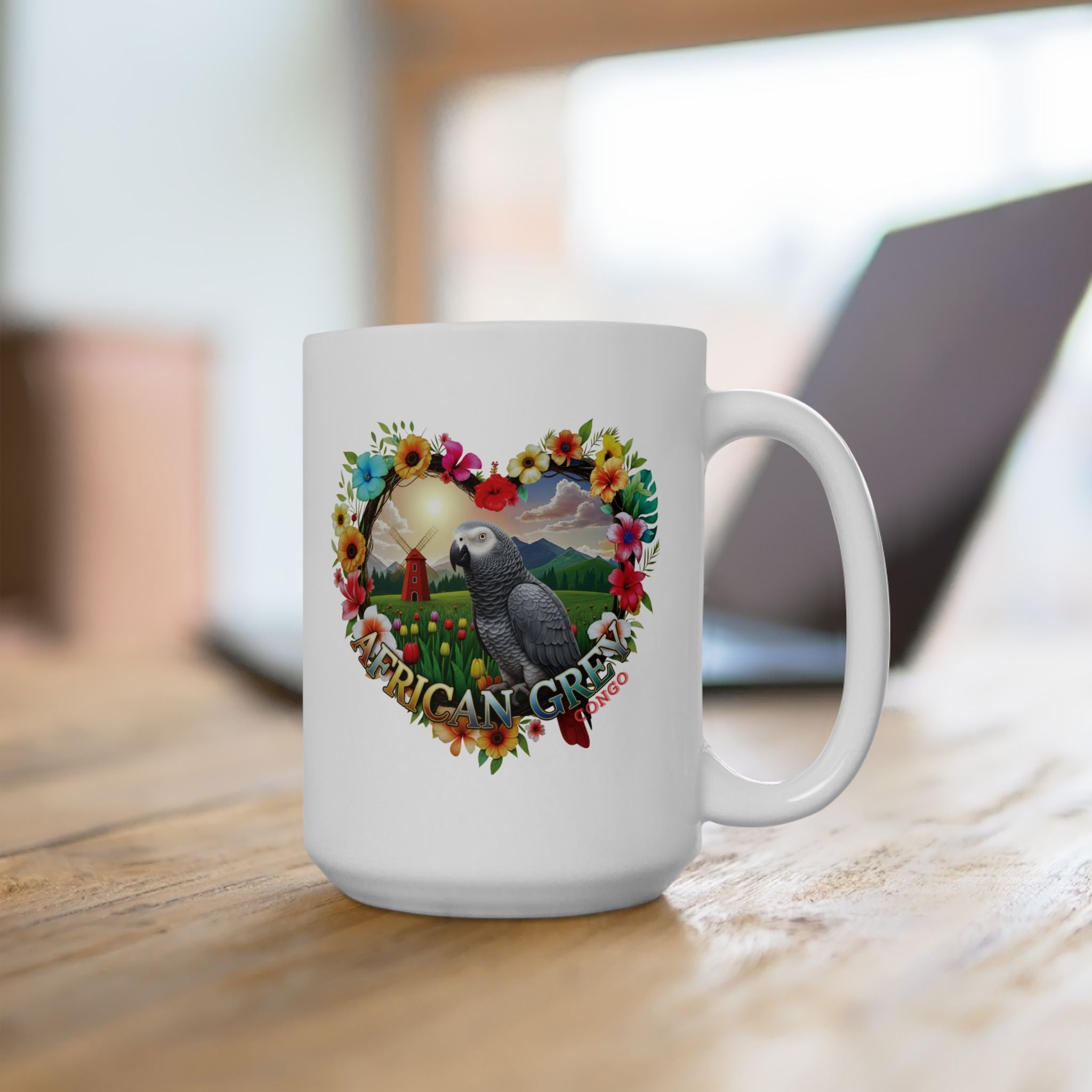 African Grey Congo Floral Mug