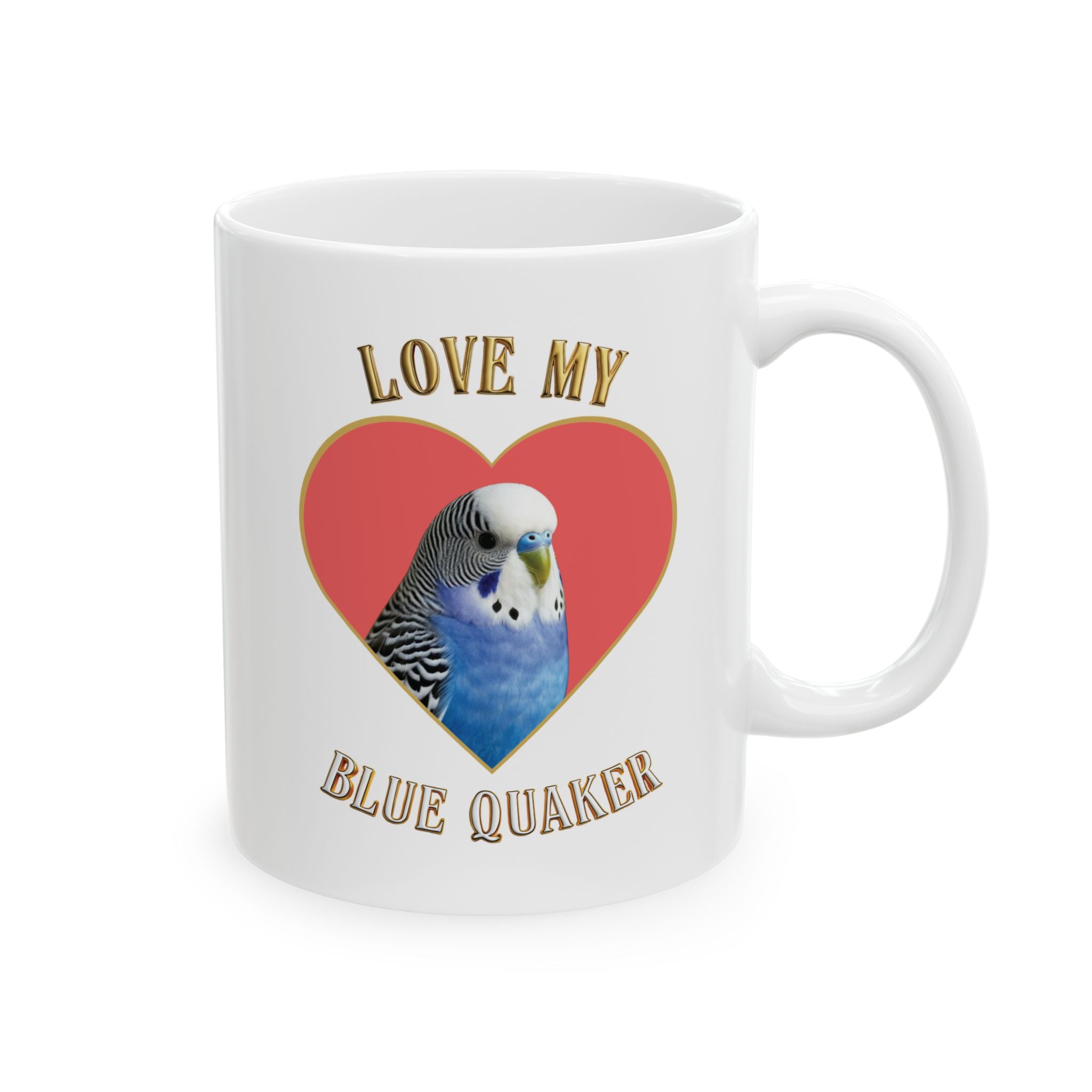 Love My Blue Budgie Heart Mug
