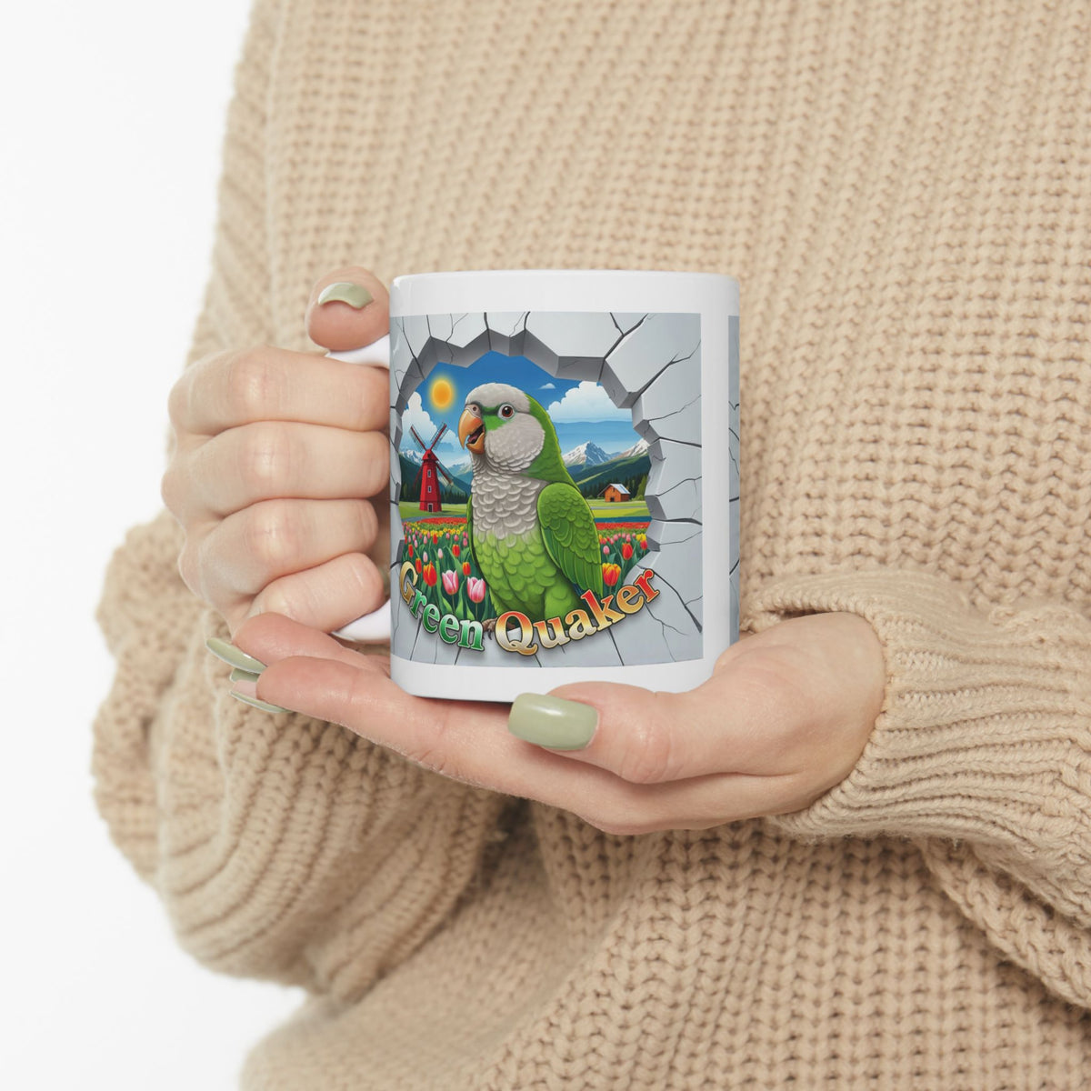 Green Quaker Floral Field Mug