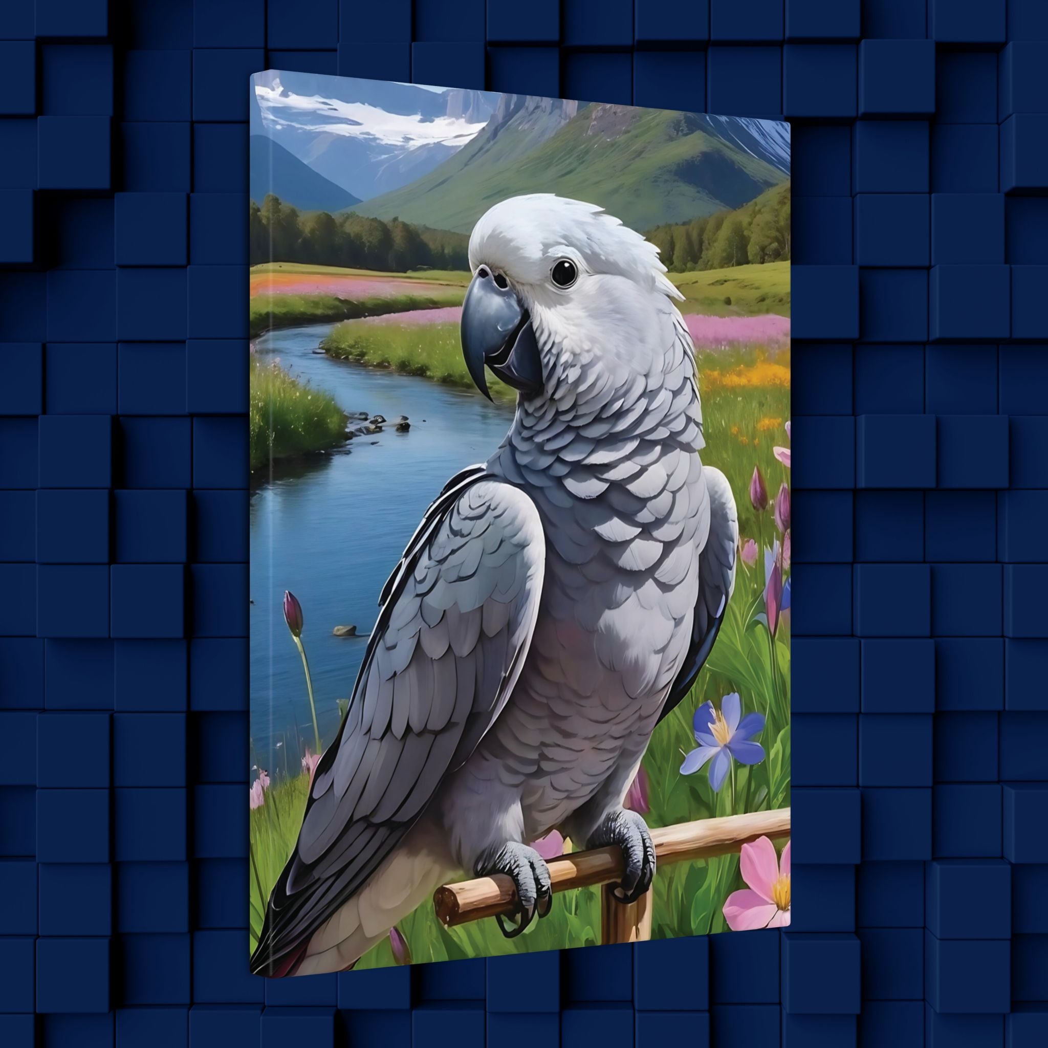 African Grey Congo Canvas Art Wall Hanging