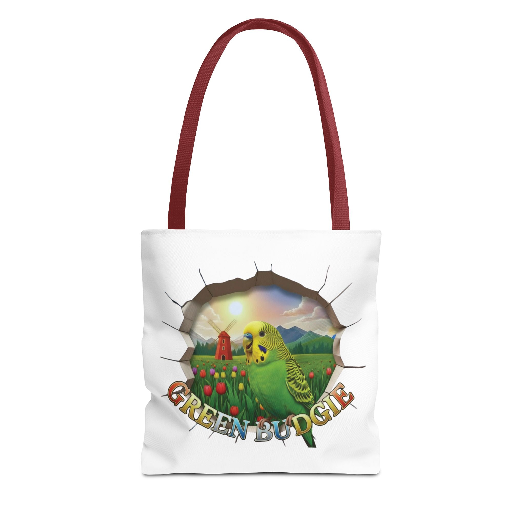 Green Budgie Garden Scene Tote Bag