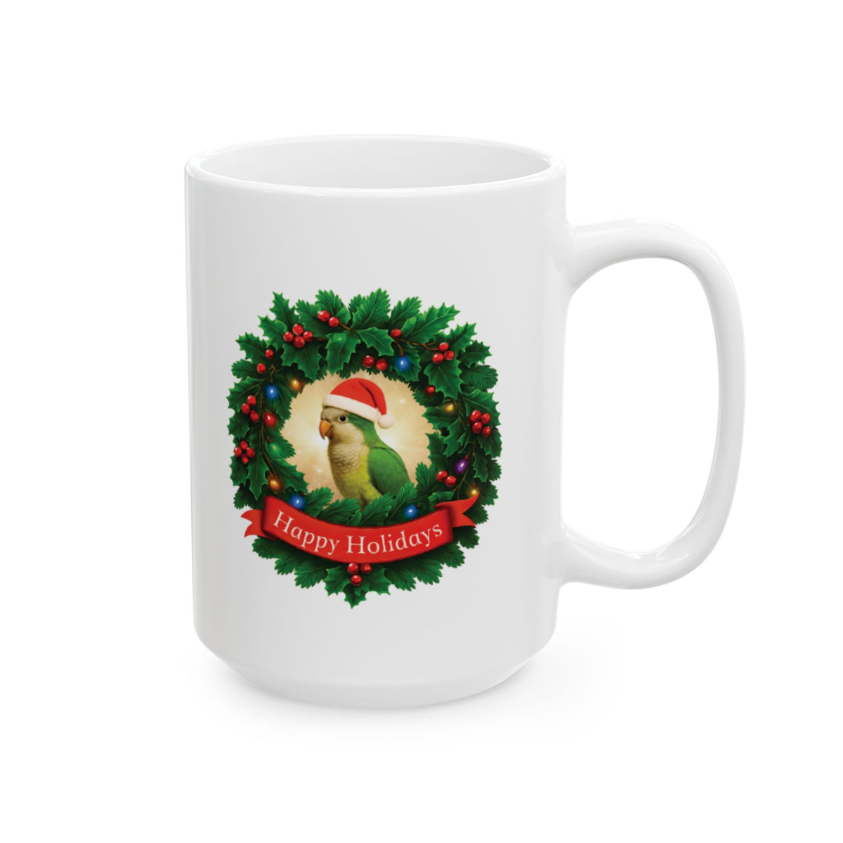 Happy Holidays Green Quaker Mug