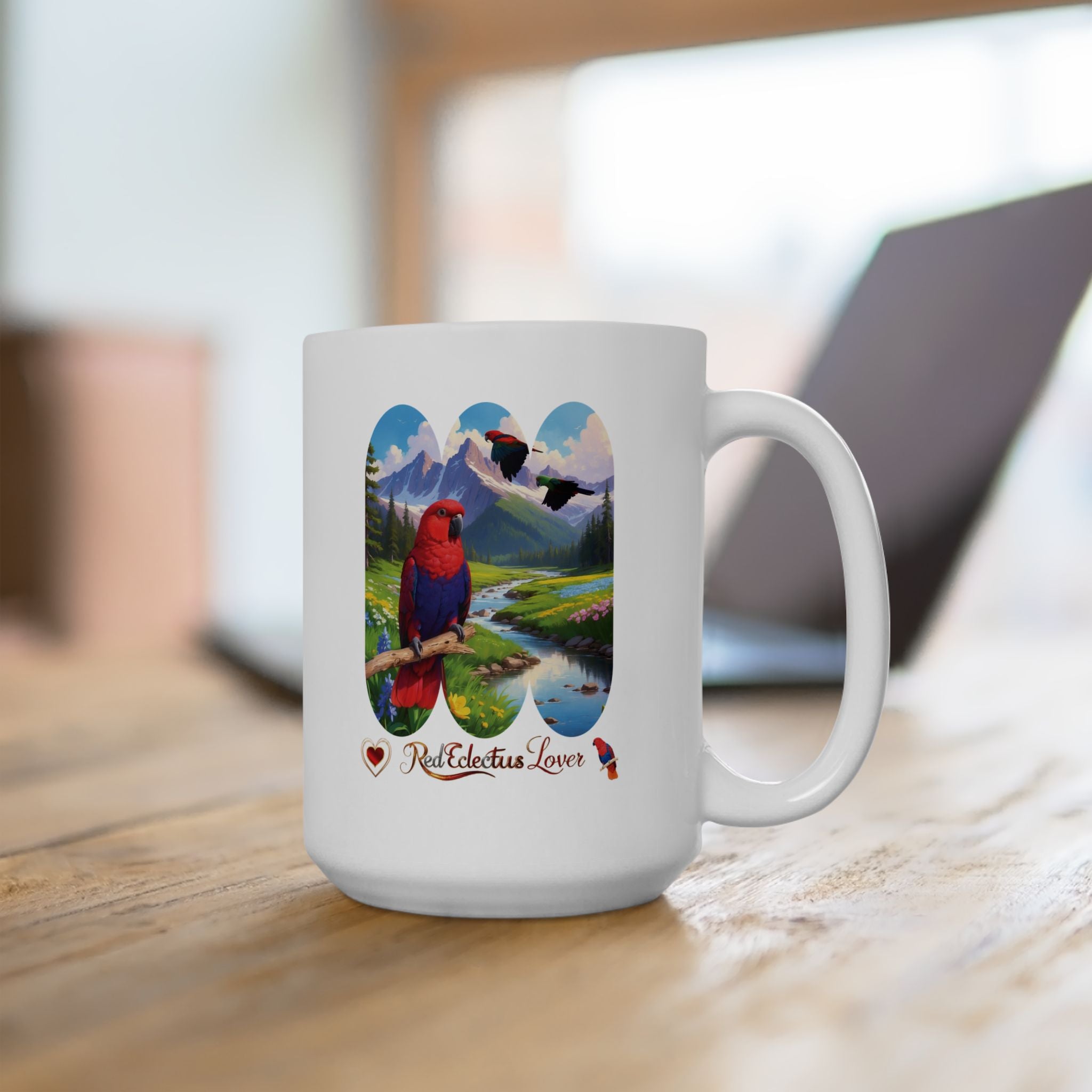 Red Eclectus Lover Lake Scenic Mug