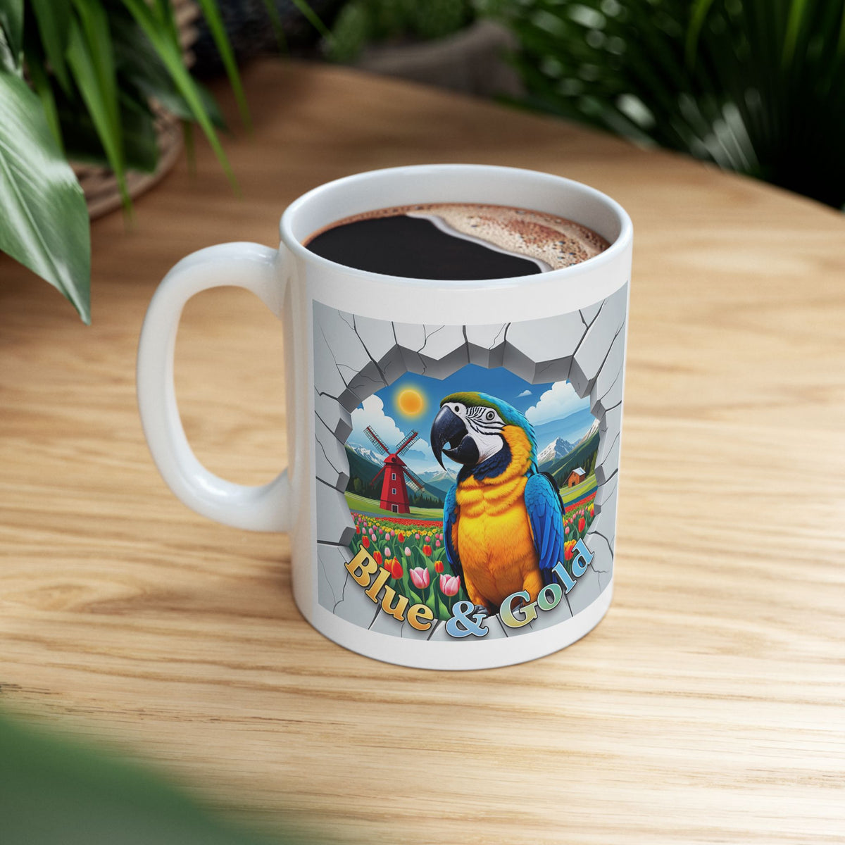 Blue and Gold Meadow Scenic Mug