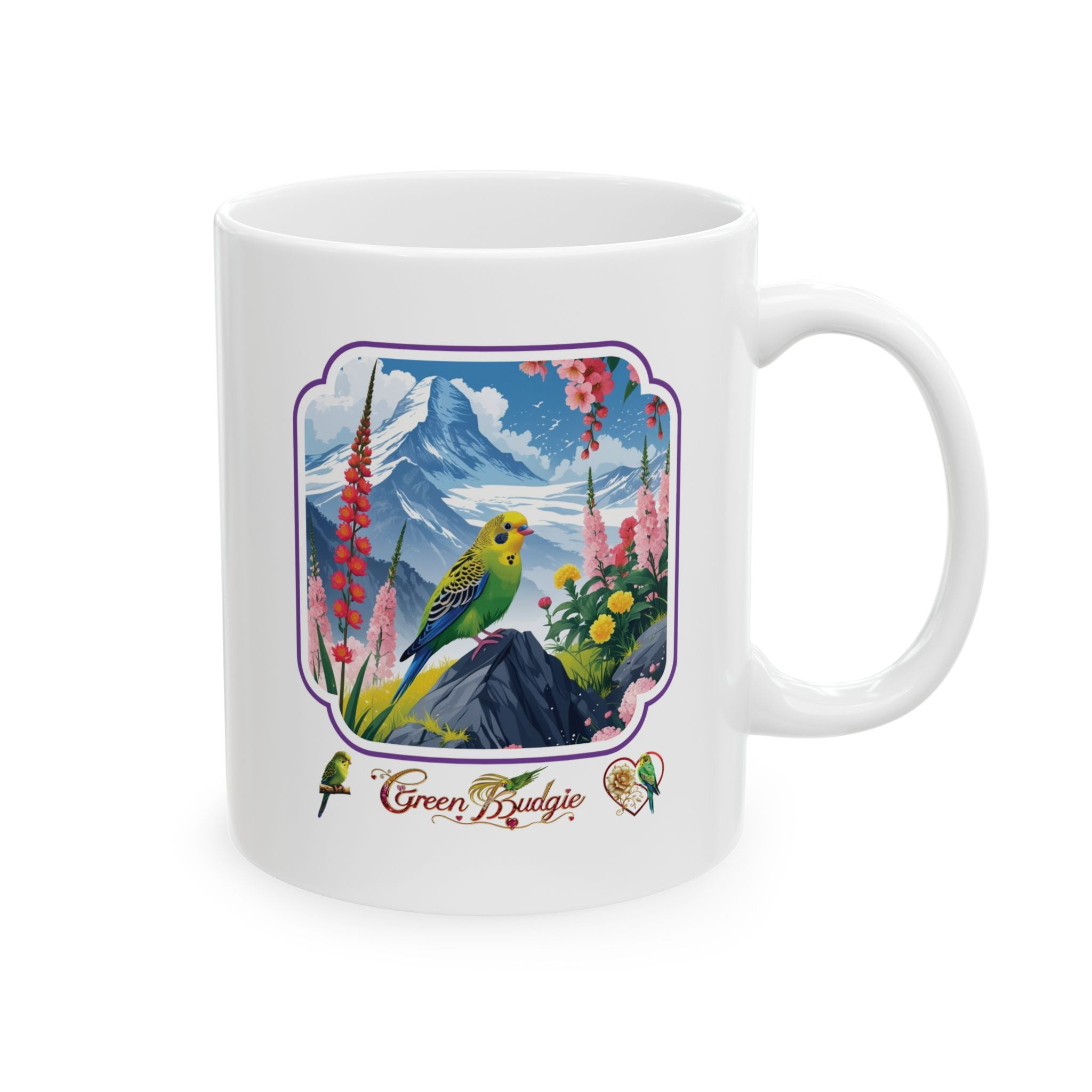 Green Budgie Lover Mountain Mug