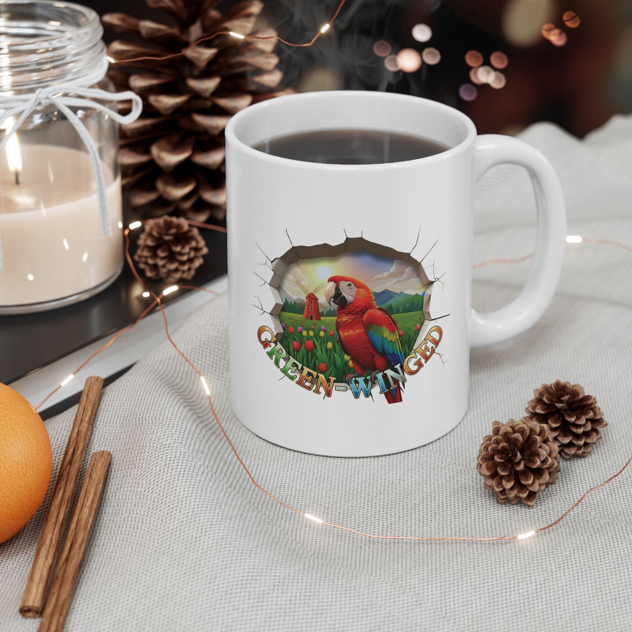 Green Winged Tulip Windmill Mug