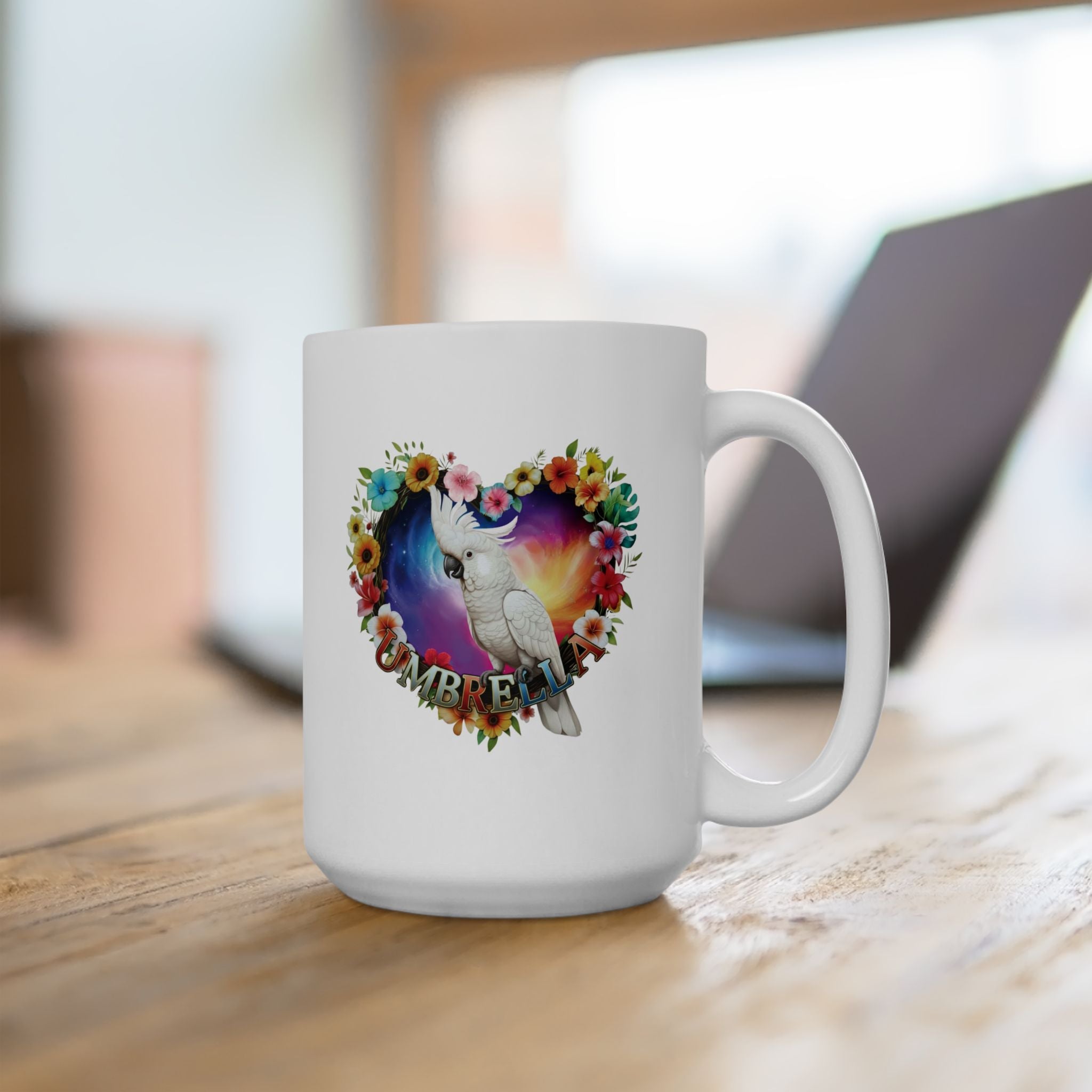 Umbrella Cockatoo Floral Mug